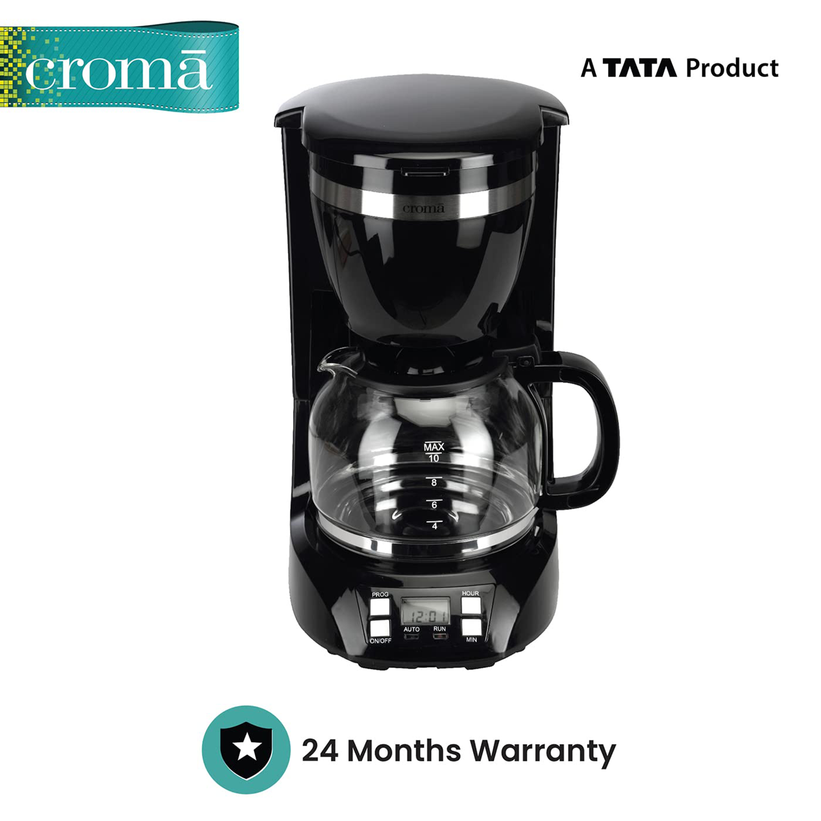 Buy Croma 600 Watt 5 Cups Manual Black Coffee Maker with Rust Resistant ( Black) Online – Croma