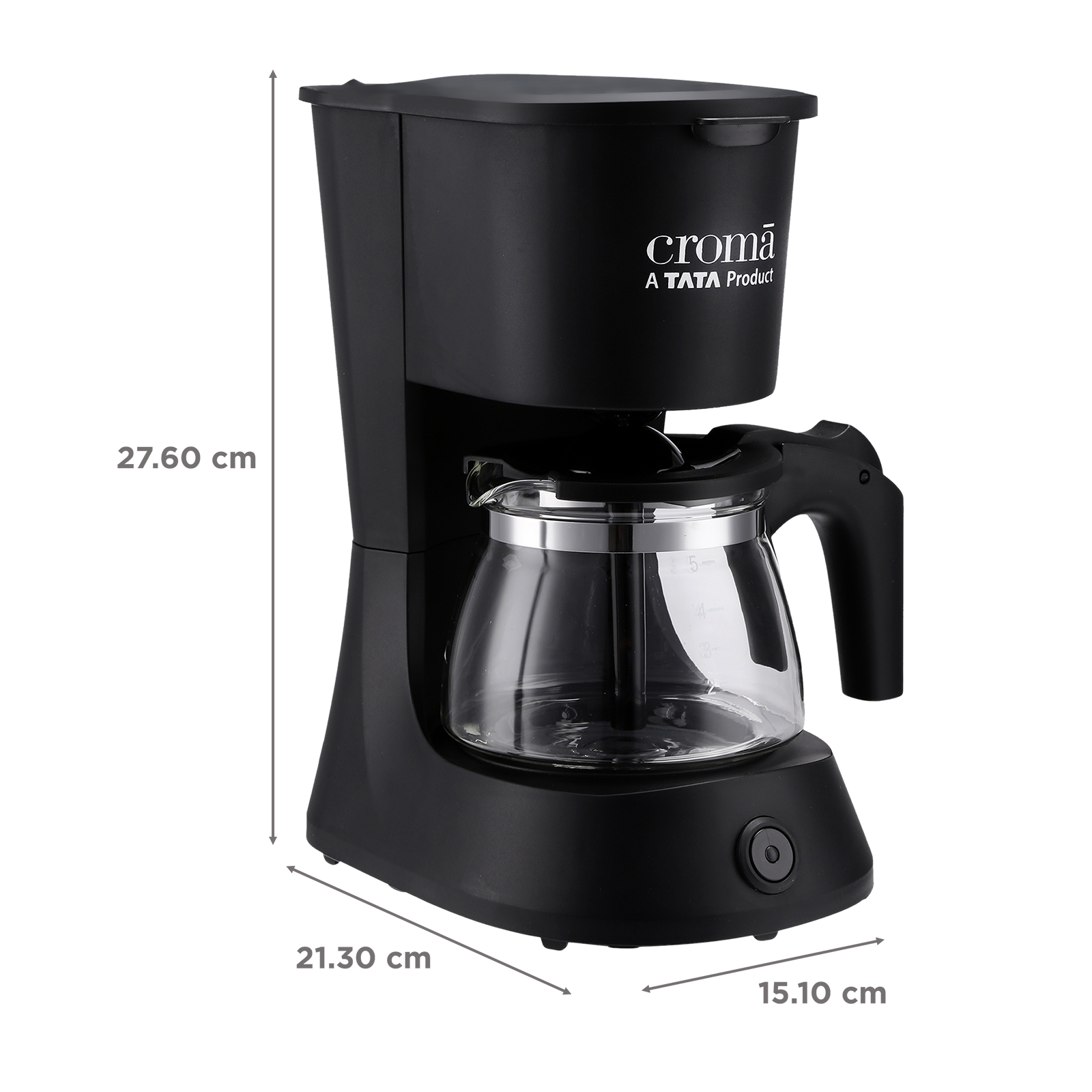 Buy Croma 600 Watt 5 Cups Manual Black Coffee Maker with Rust Resistant ( Black) Online – Croma