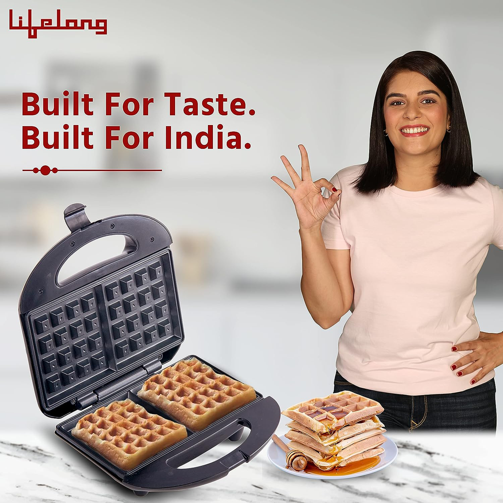 Buy Lifelong LLWM105 750W 2 Slice Waffle Maker with Automatic Temperature  Control (Black) Online – Croma