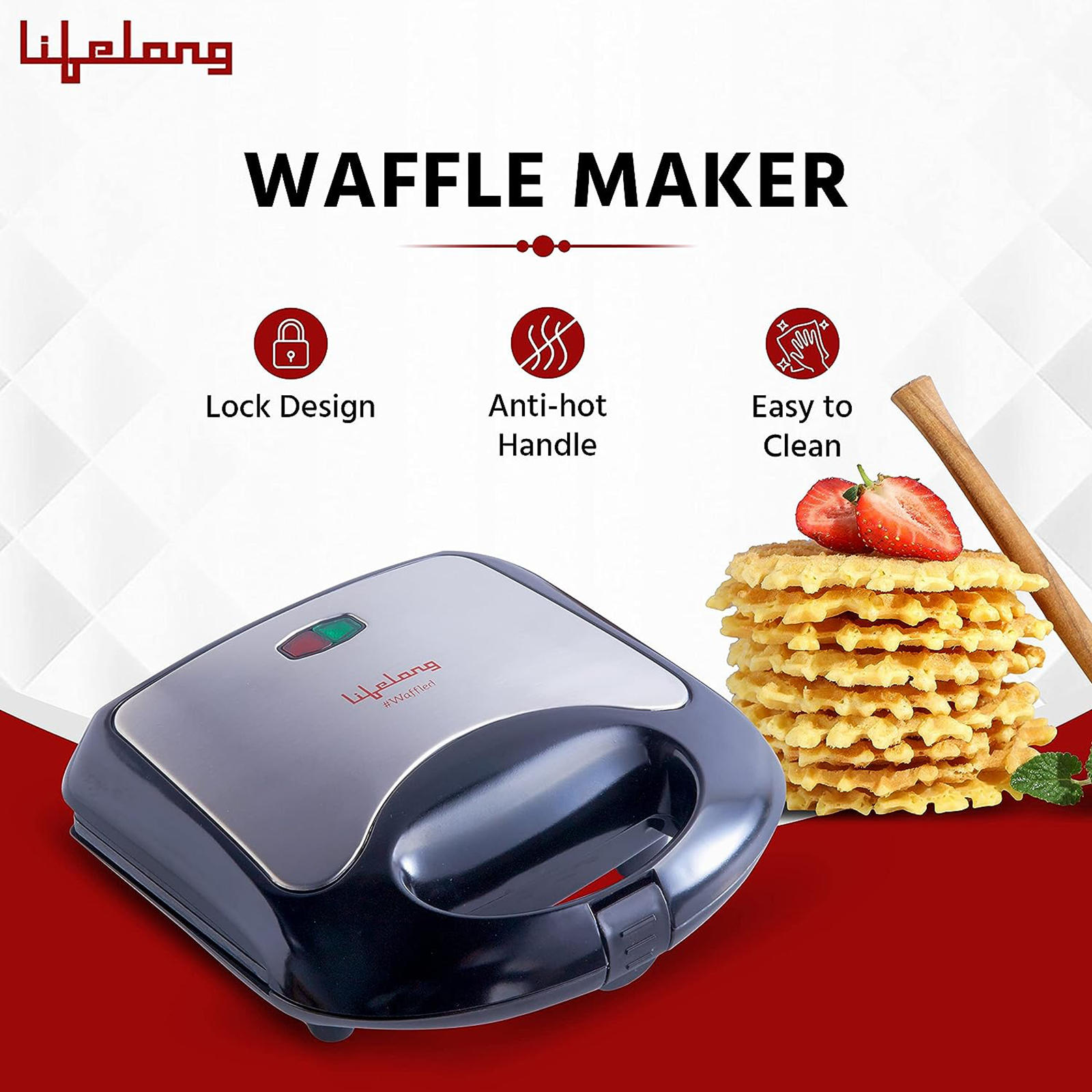 Buy Lifelong LLWM105 750W 2 Slice Waffle Maker with Automatic Temperature  Control (Black) Online – Croma