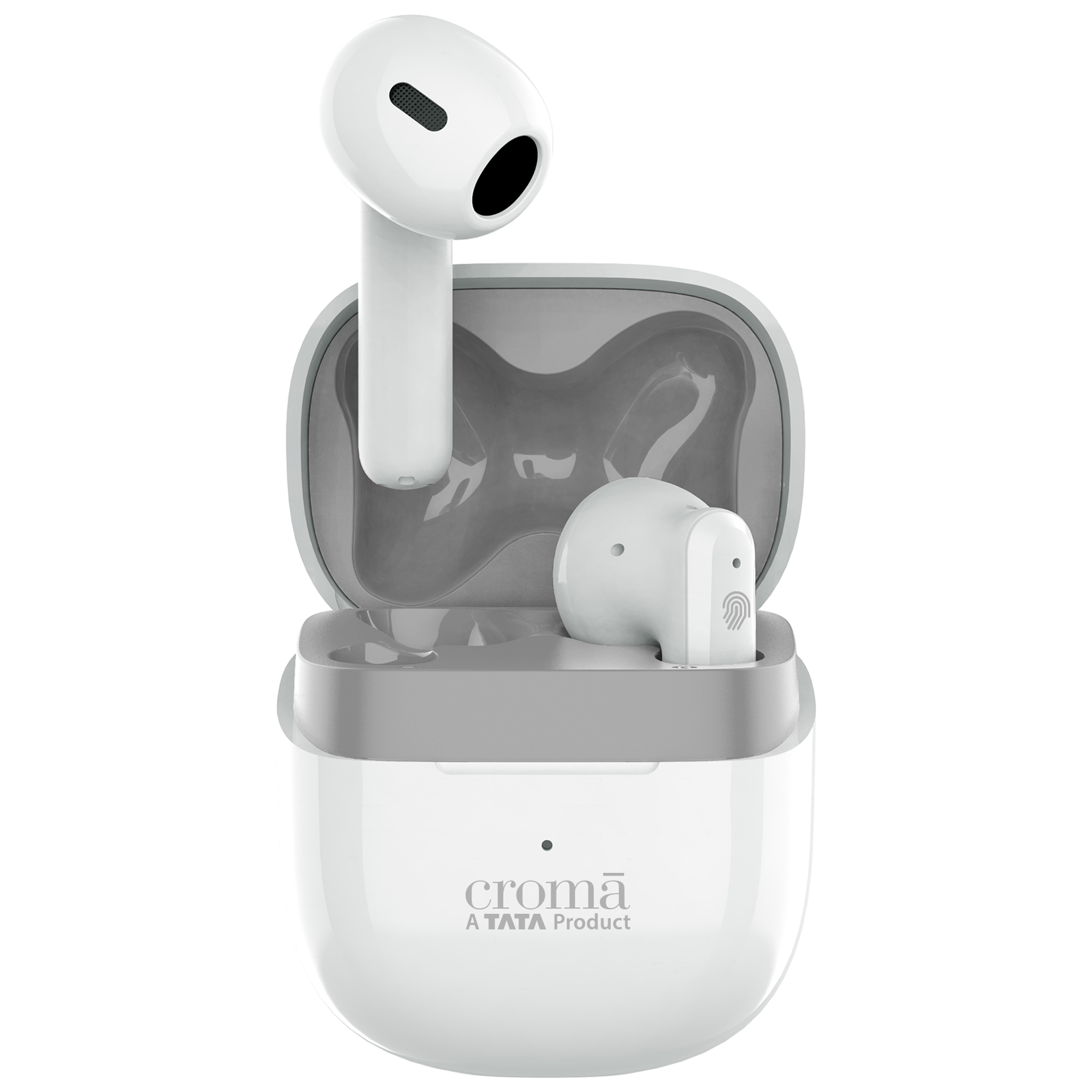 Croma CRSE024EPA301501 TWS Earbuds with Environmental Noise Cancellation (IPX4 Waterproof, Fast Charging, White and Grey)