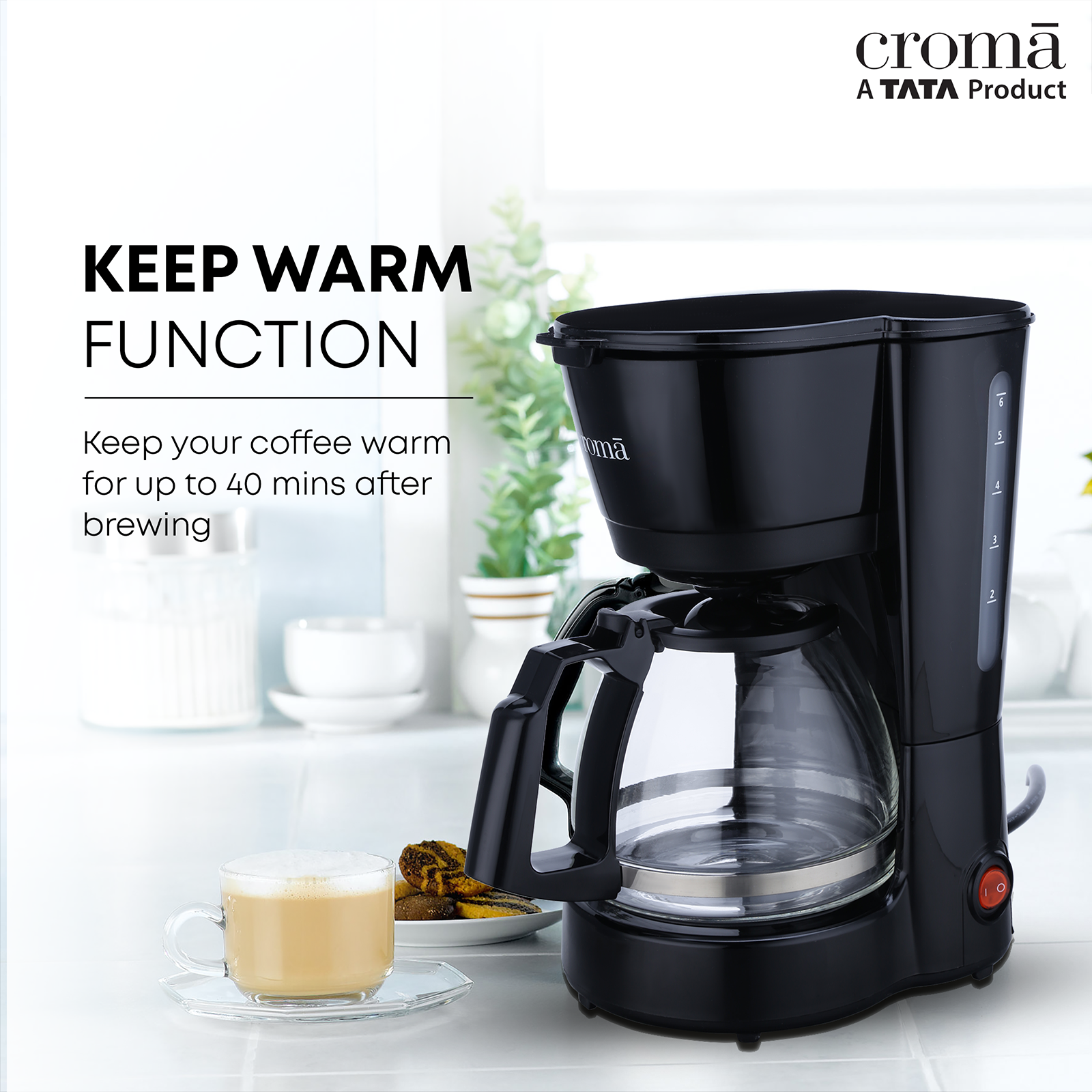 Buy Croma 600 Watt 5 Cups Manual Black Coffee Maker with Rust Resistant ( Black) Online – Croma