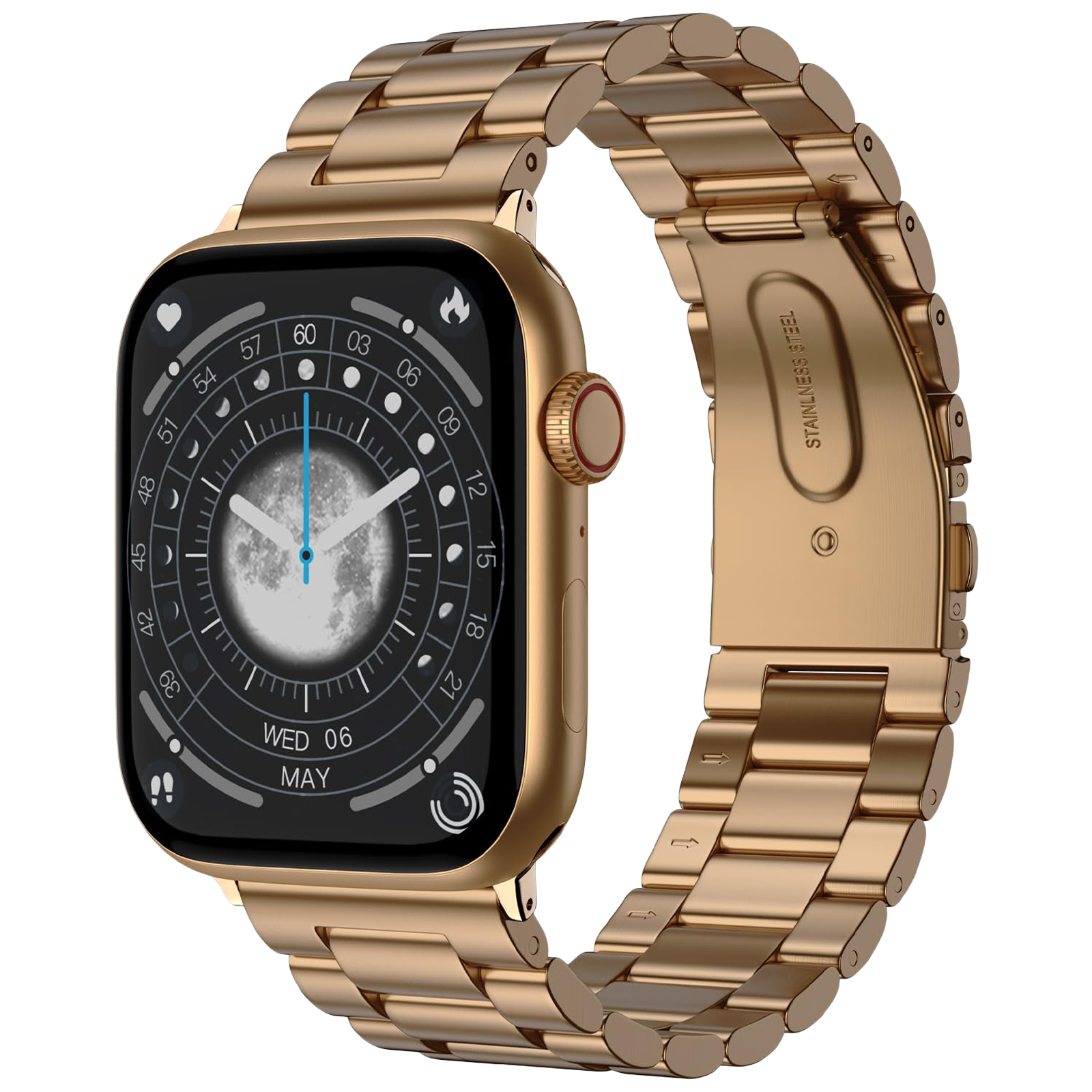

FIRE-BOLTT Vogue Smartwatch with Bluetooth Calling (52mm HD Display, IP68 Water Resistant, Rose Gold Strap), Stainless steel rose gold