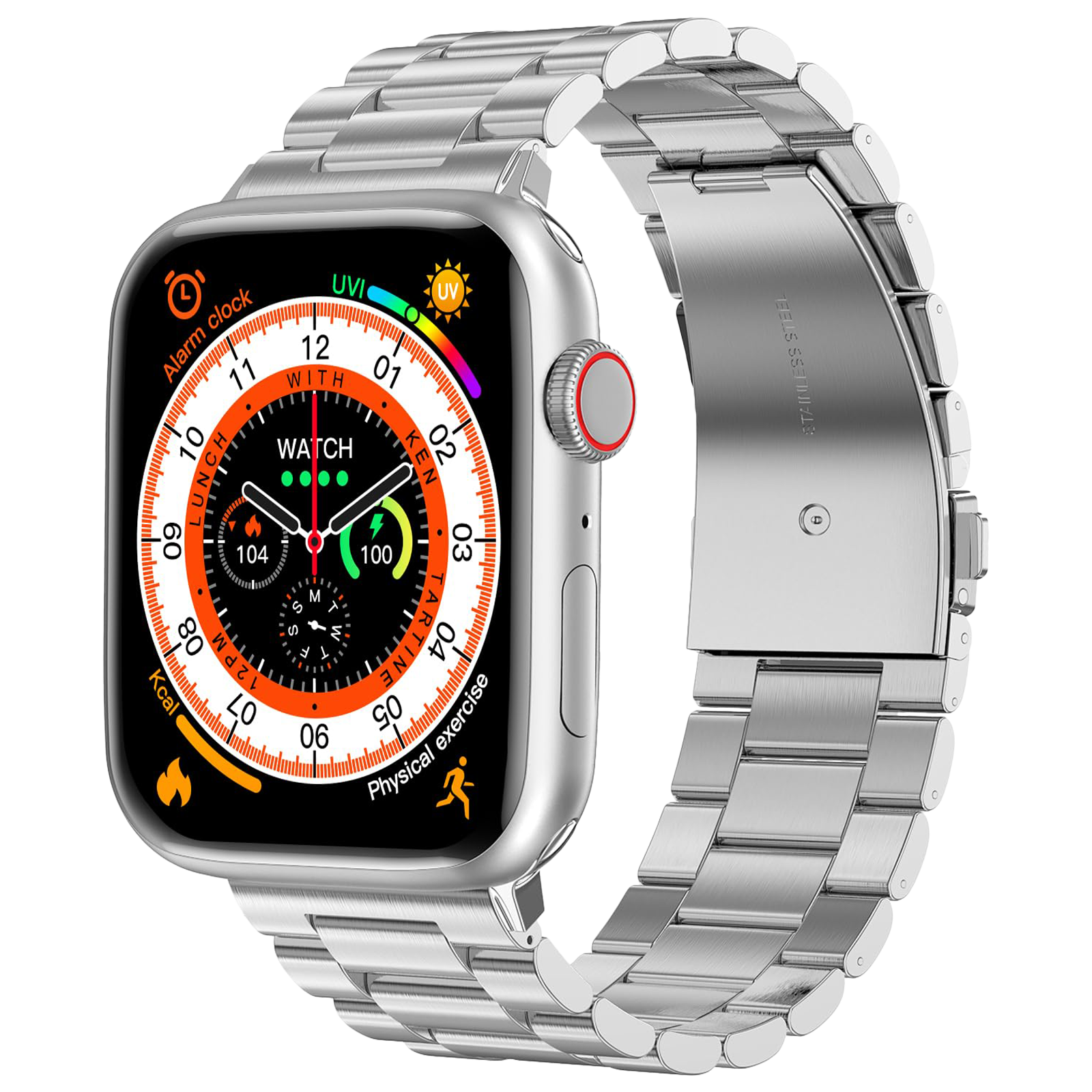 

FIRE-BOLTT Vogue Smartwatch with Bluetooth Calling (52mm HD Display, IP68 Water Resistant, Silver Strap), Stainless steel silver