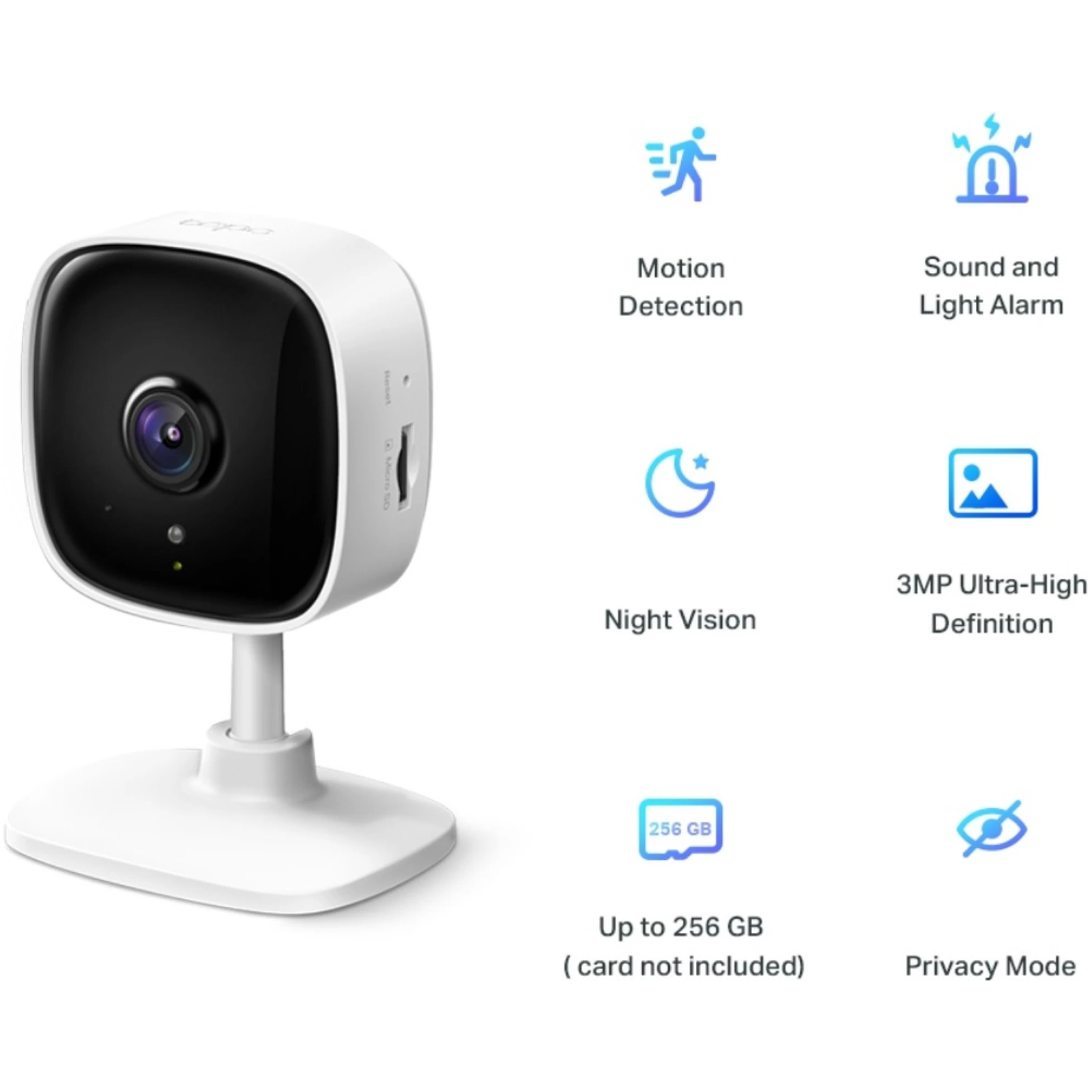 TP-LINK Tapo 2k Indoor Security Wi-Fi Camera, Tapo C110 Night Vision, White