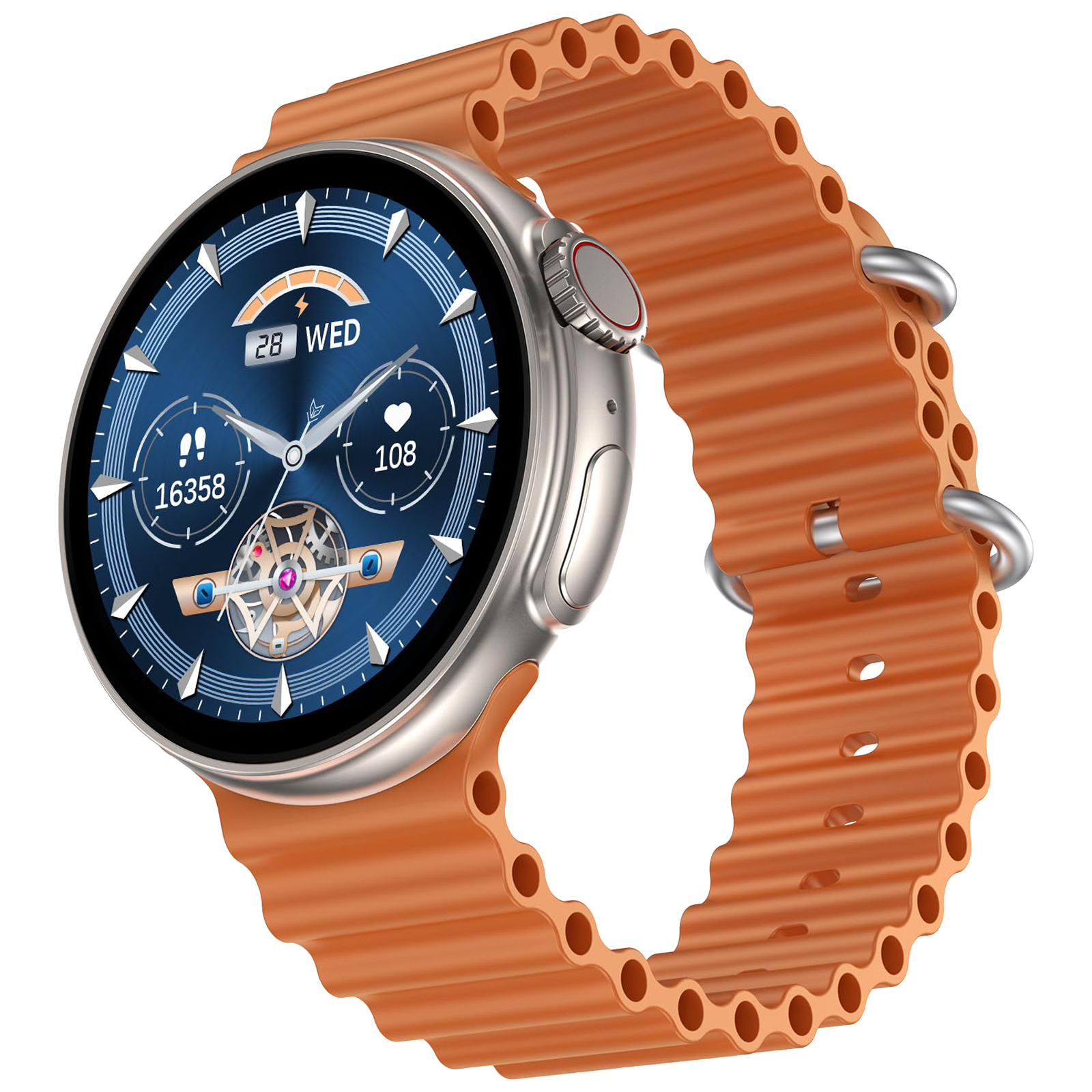 

FIRE-BOLTT Asteroid Smartwatch with Bluetooth Calling (36.32mm AMOLED Display, IP68 Water Resistant, Orange Strap)