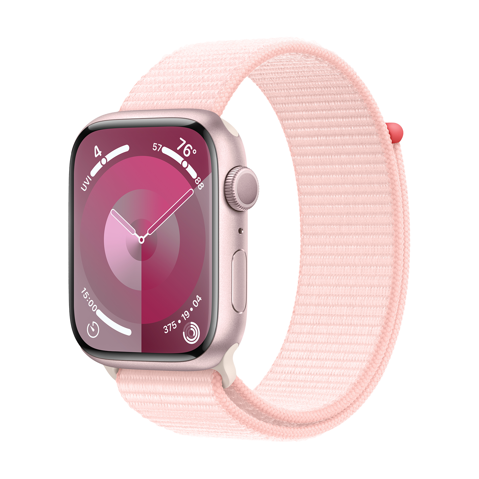 Apple Watch Series 9 GPS with Light Pink Sport Loop - M/L (45mm Display, Pink Aluminium Case)
