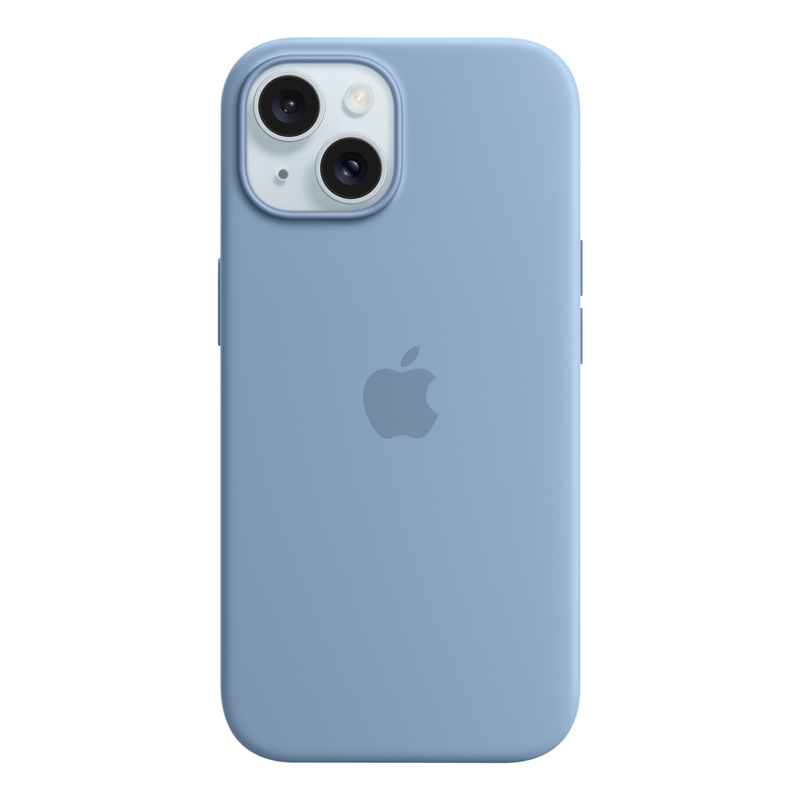 Apple Soft Silicone Back Cover for Apple iPhone 15 (MagSafe Charging Support, Winter Blue)