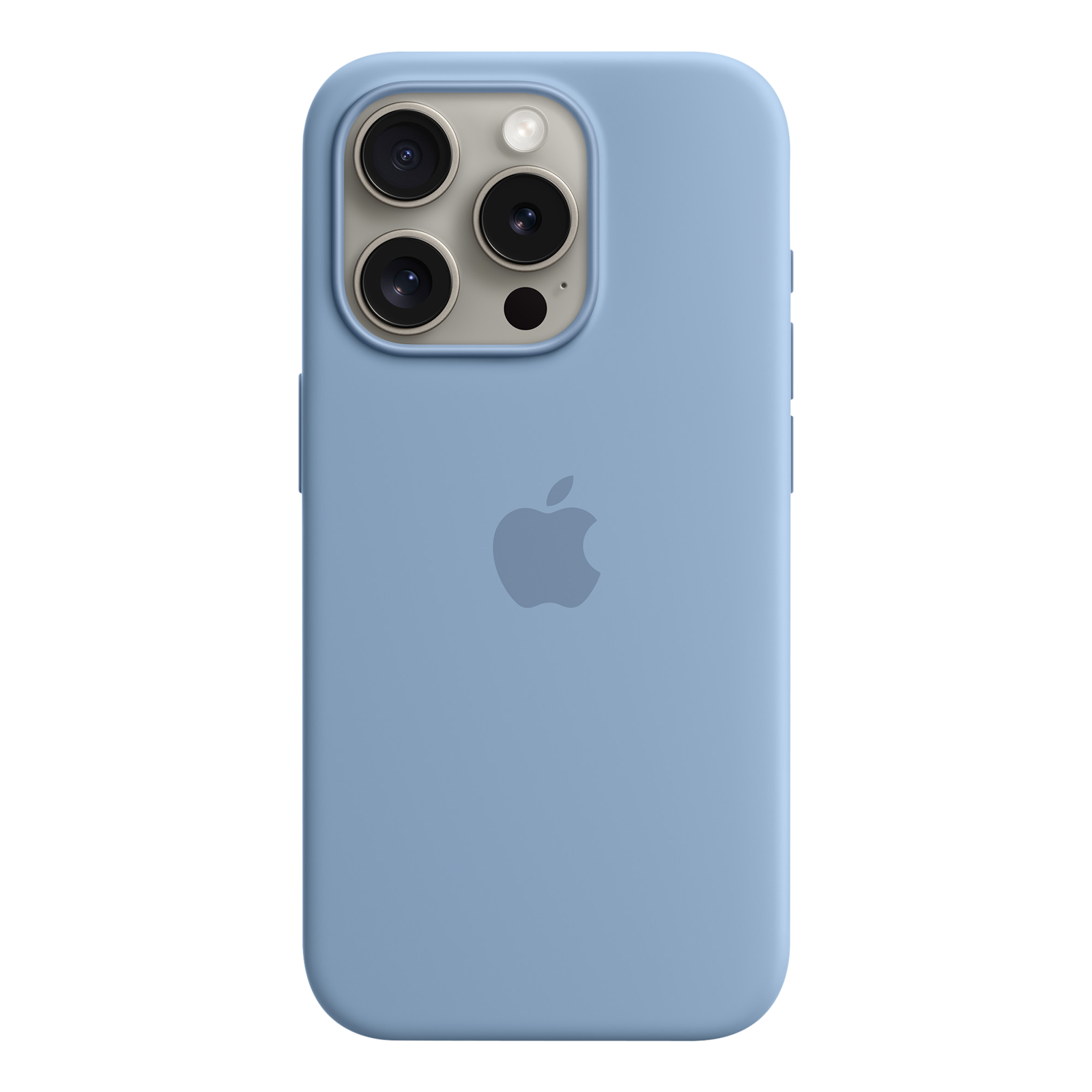 Apple Soft Silicone Back Cover for Apple iPhone 15 Pro (MagSafe Charging Support, Winter Blue)
