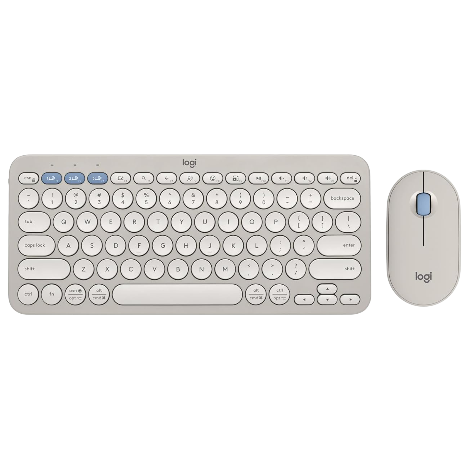 logitech Pebble 2 Wireless Keyboard and Mouse Combo (Quiet and Customizable, Tonal Sand)