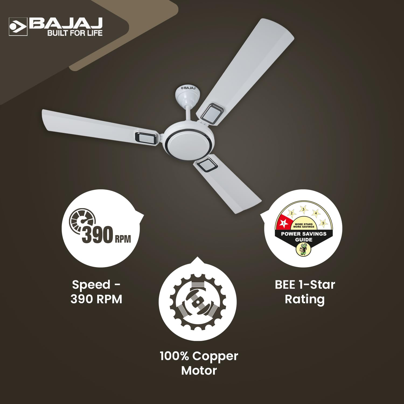 Ceiling Fan Bajaj MAXIMA600MM(BROWN) - Nandilath G-Mart