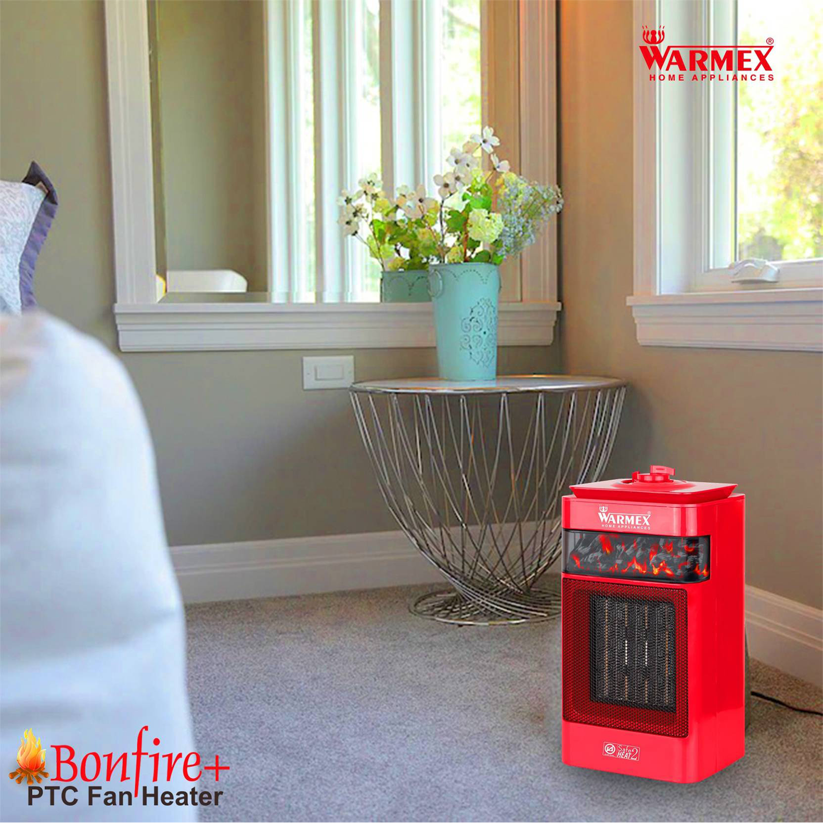 Buy Warmex Mini Bonfire 400 Watts PTC Fan Room Heater (Tip Over Safety  Switch, White) Online - Croma