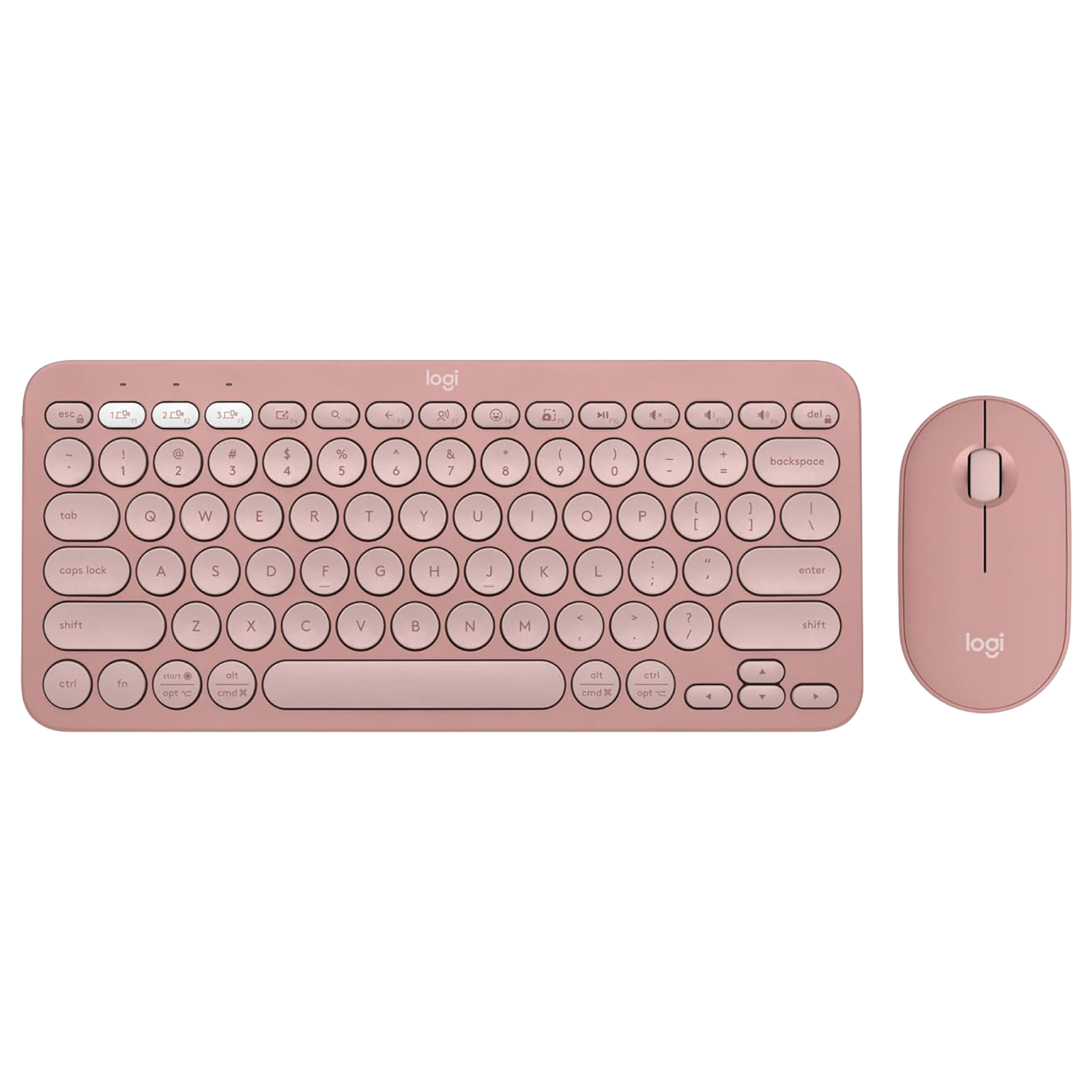 logitech Pebble 2 Wireless Keyboard and Mouse Combo (Silent Touch Technology, Tonal Rose)
