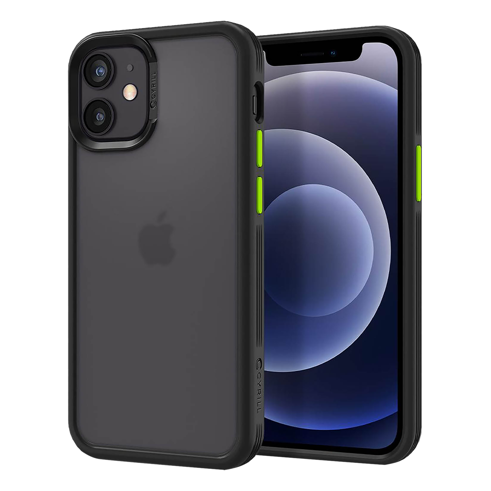 spigen Cyrill Color Brick Hard TPU & Polycarbonate Back Cover for Apple iPhone 12 Mini (Supports Wireless Charging, Black)
