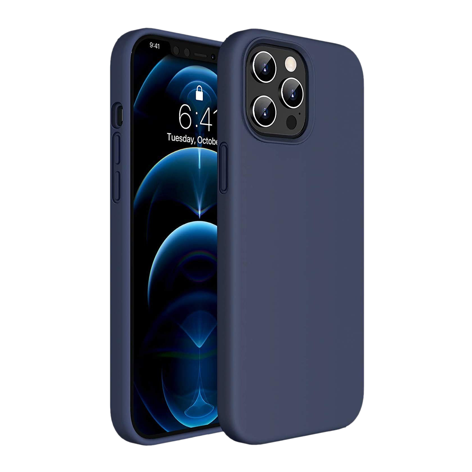 

VAKU LUXOS Soft Liquid Silicon Back Cover for Apple iPhone 12 Pro Max (Wireless Charging Compatible, Midnight Blue)