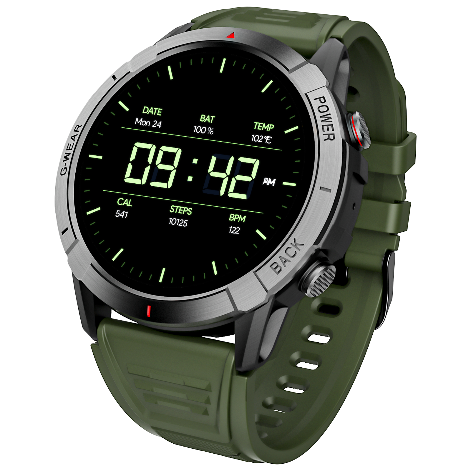 boAt Lunar Fit Smartwatch with Bluetooth Calling (36.9mm AMOLED Display, IP67 Water Resistant, Deep Green Strap)