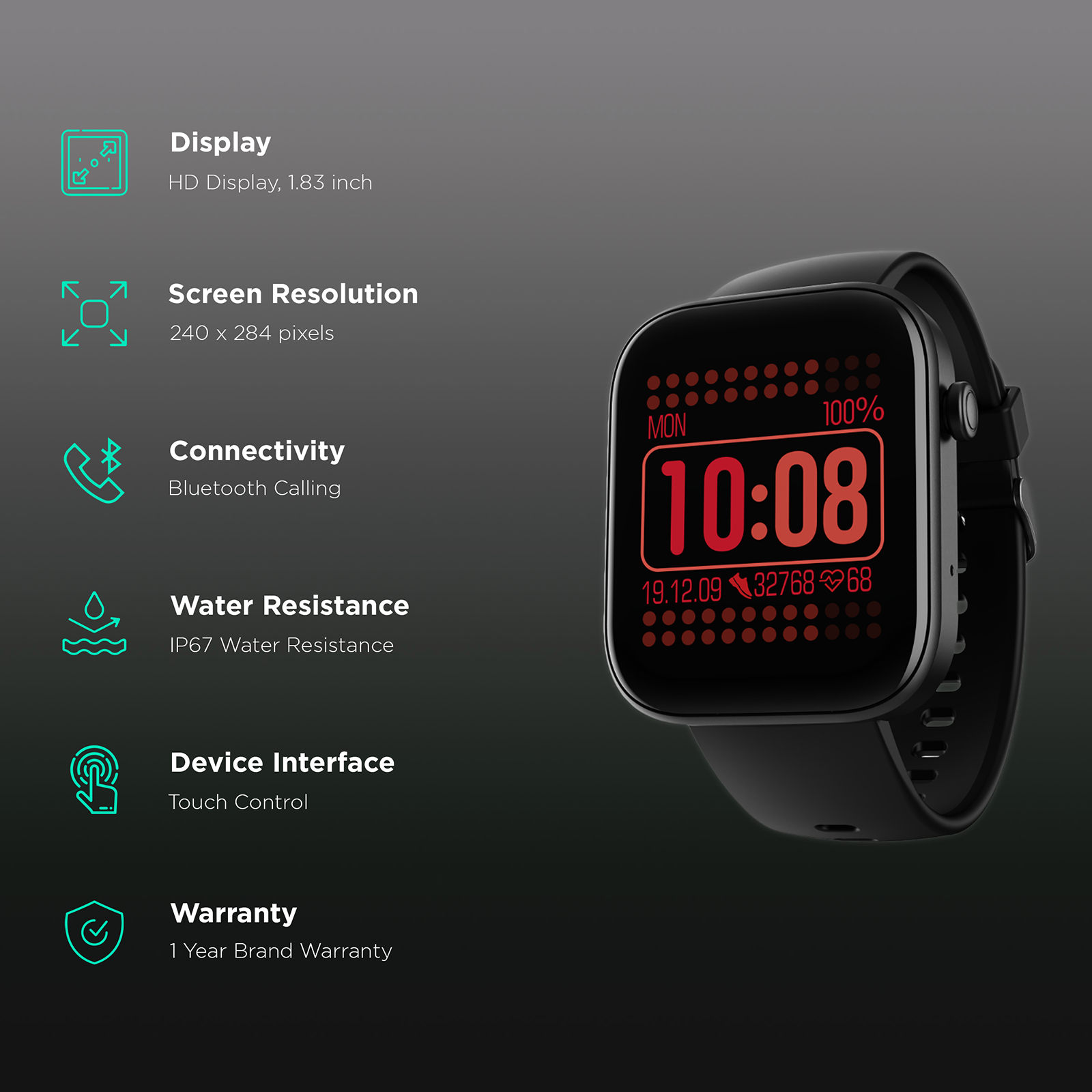 boAt Wave Active - Bluetooth Calling Smart Watch with 1.96