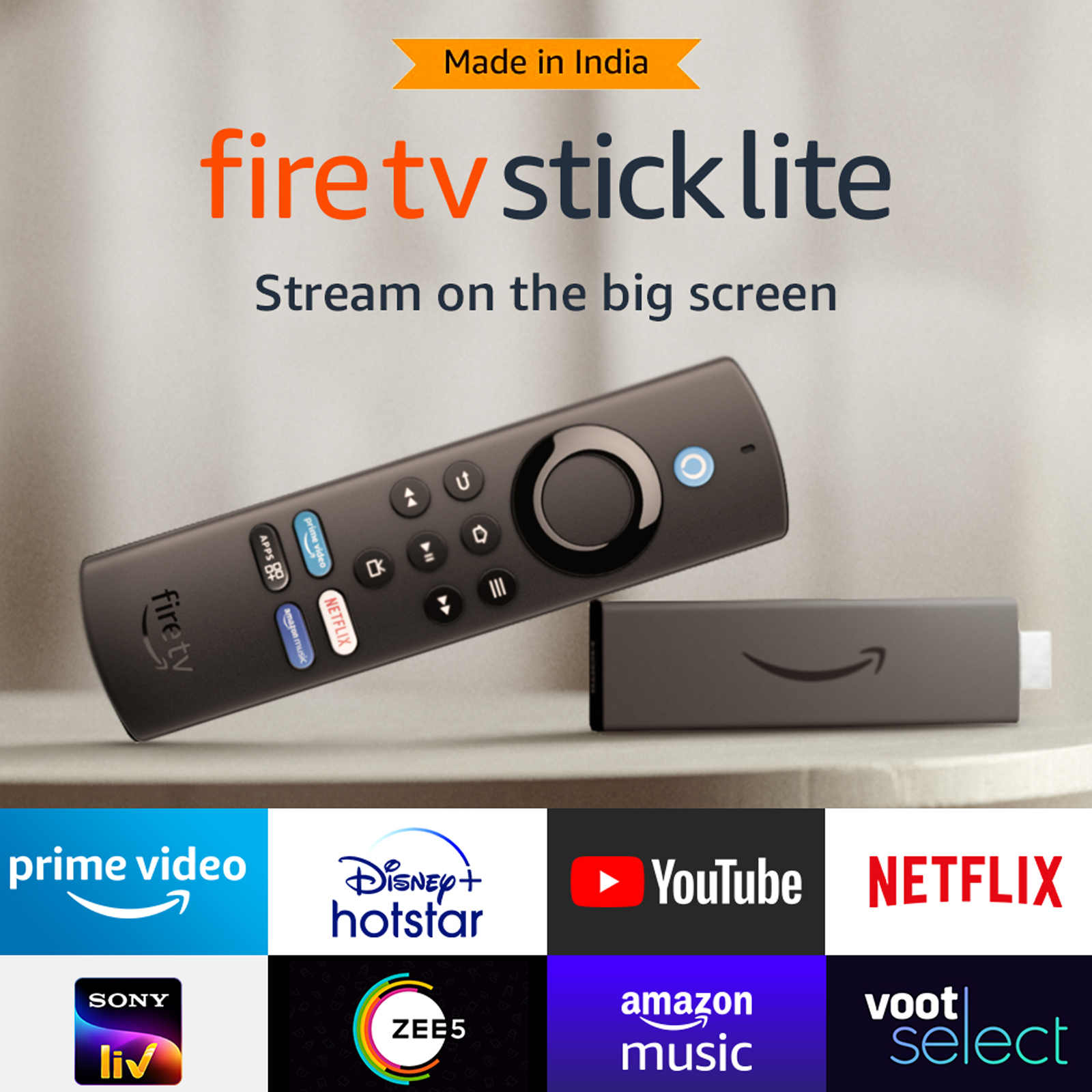 Buy  Fire TV Stick Lite with Alexa Voice Remote (Full HD Video  Steaming, B09BY17DLV, Black) Online - Croma