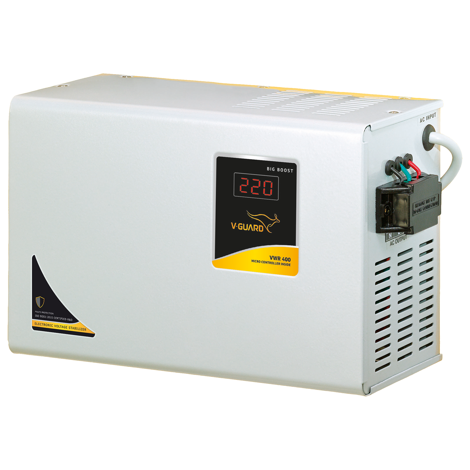 Buy Premier Slimline Double Boost 12 Amps Voltage Stabilizer For Up to 1.5  Ton AC (200 V - 240 V, Digital Display, 4KVA, White) Online - Croma