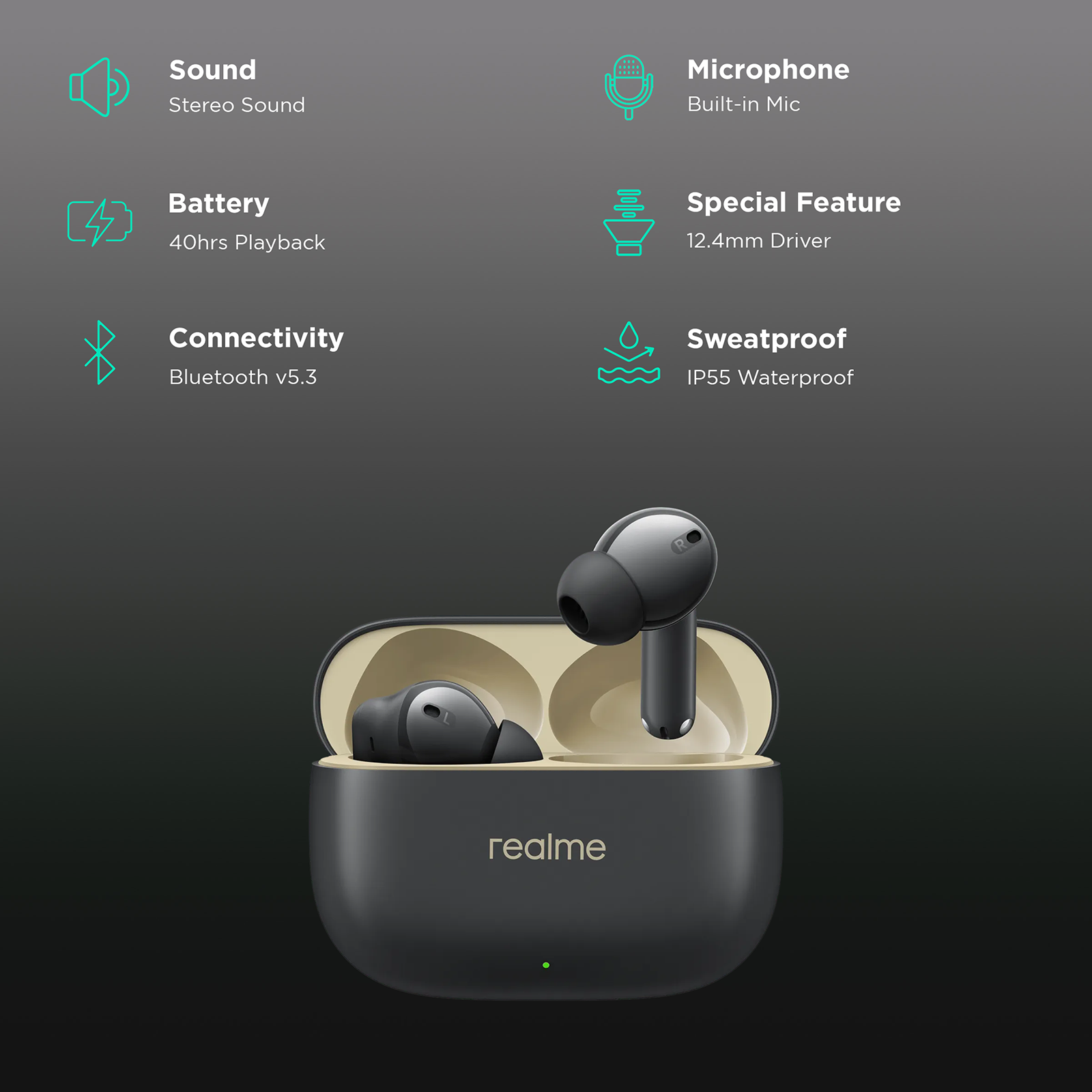 realme Buds T300 Truly Wireless in-Ear Earbuds with 30dB ANC, 360° Spatial  Audio Effect, 12.4mm Dynamic Bass Boost Driver with Dolby Atmos Support