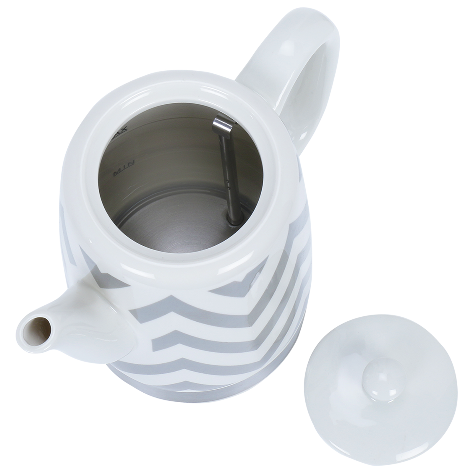 BELLA 1.8 Liter Electric Ceramic Tea Kettle with Detachable Base & Boil Dry  Protection, Silver Chevron