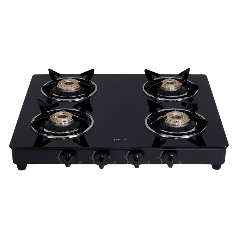 elica vetro glass 4 burner top gas stove