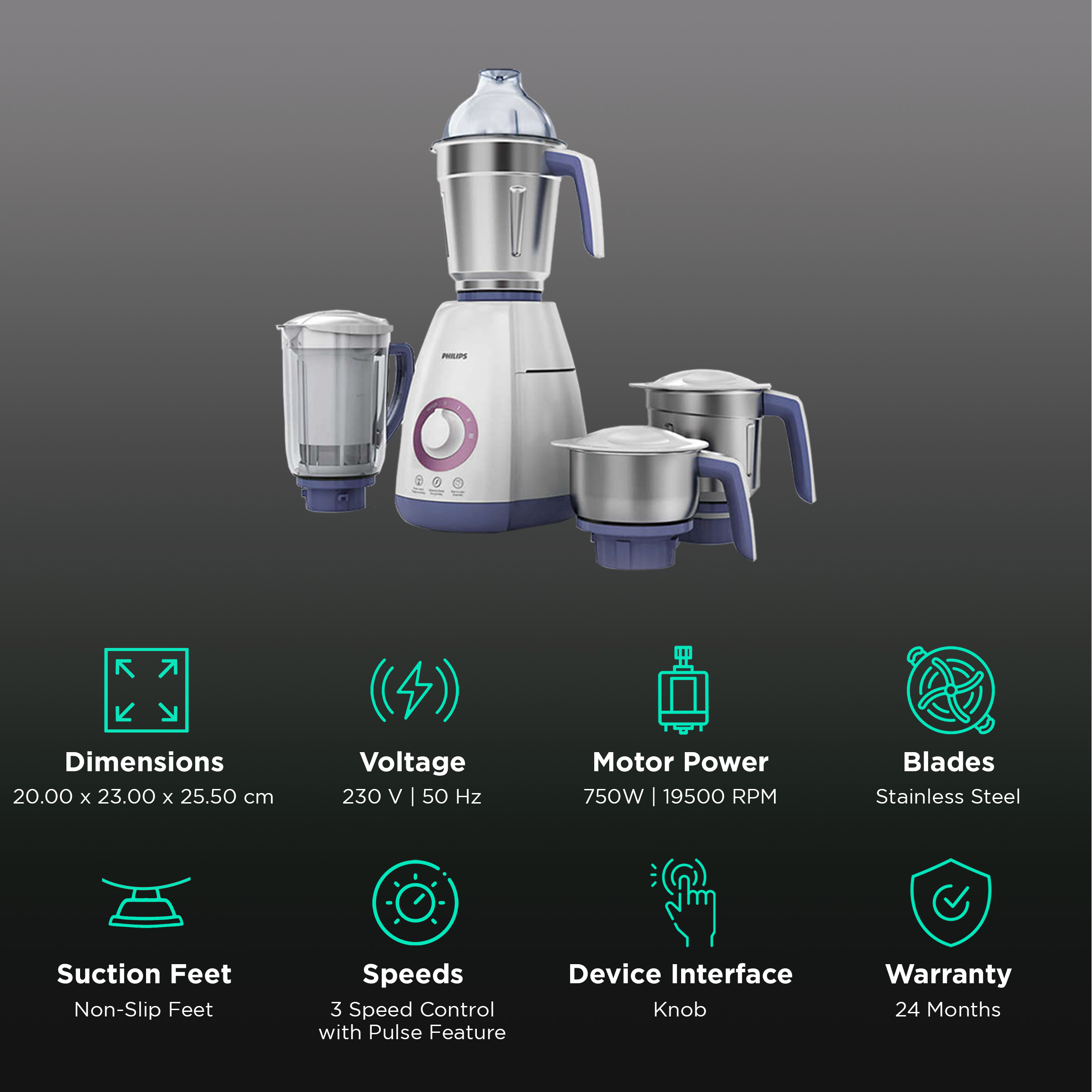 Buy Philips Mixer Grinder 750 Watts 4 Jar, Philips Hl7701: Philips Domestic  Appliances