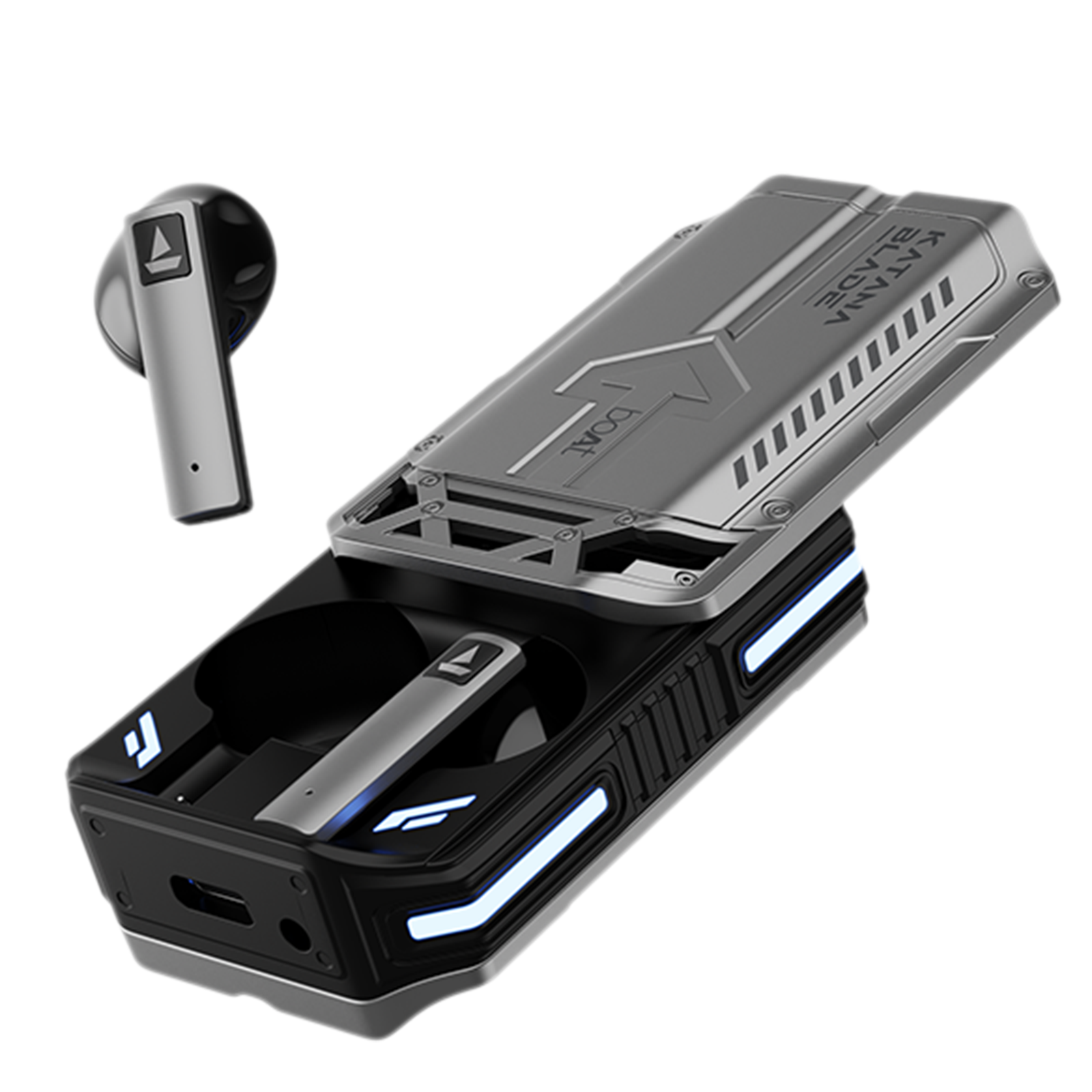 

boAt Immortal katana Blade TWS Earbuds with Environmental Noise Cancellation (IPX5 Water Resistant, Asap Charge, Gray)