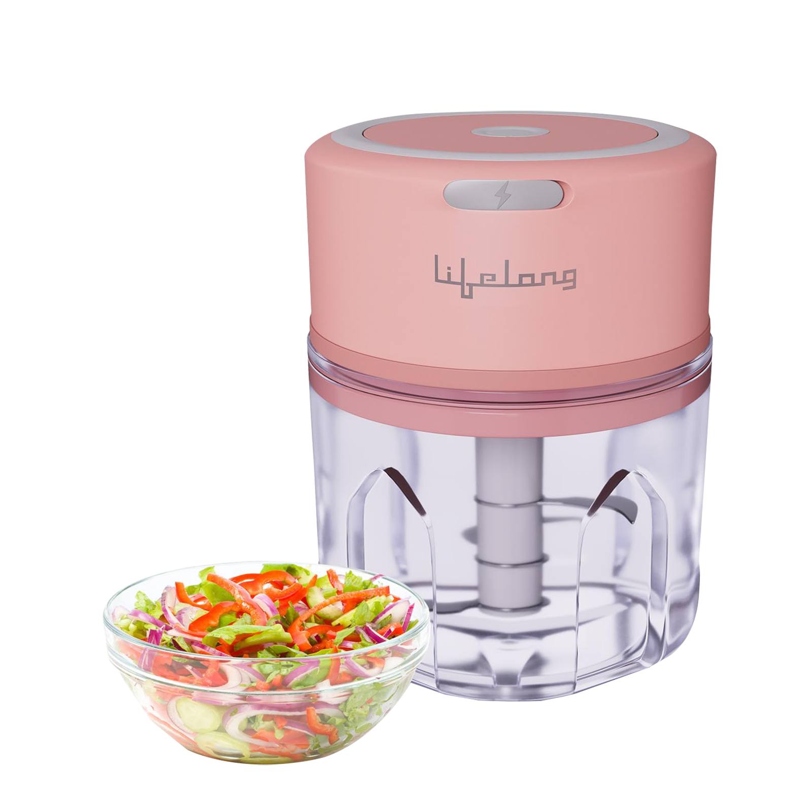 

Lifelong Vegetable & Fruit Chopper with 3 Blades (Pink)