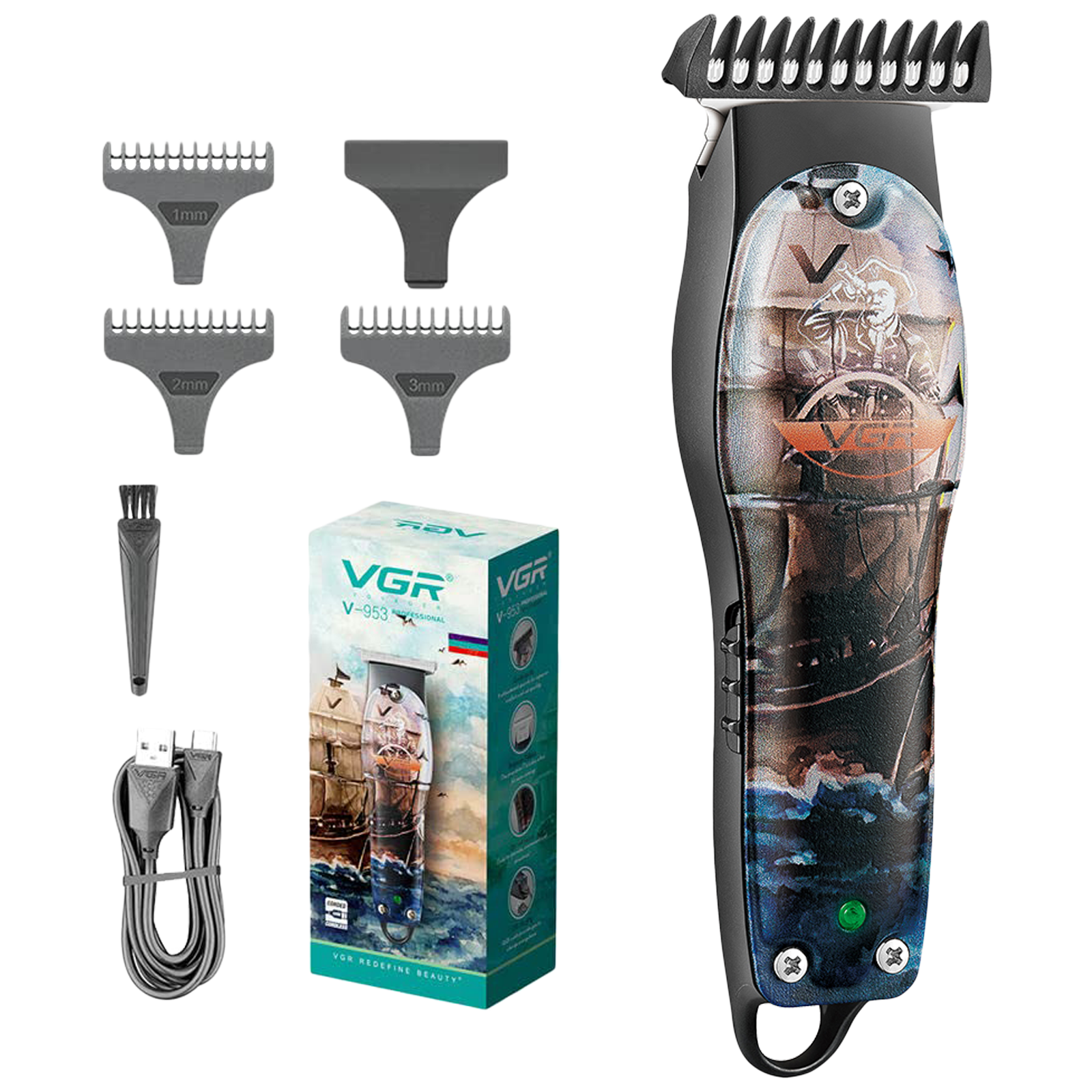 

VGR V-953 Rechargeable Cordless Wet & Dry Trimmer for Hair Clipping, Beard, Moustache, Body Grooming & Intimate Areas with 3 Length Settings for Men (120min Runtime, LED Indicator, Multicolor)