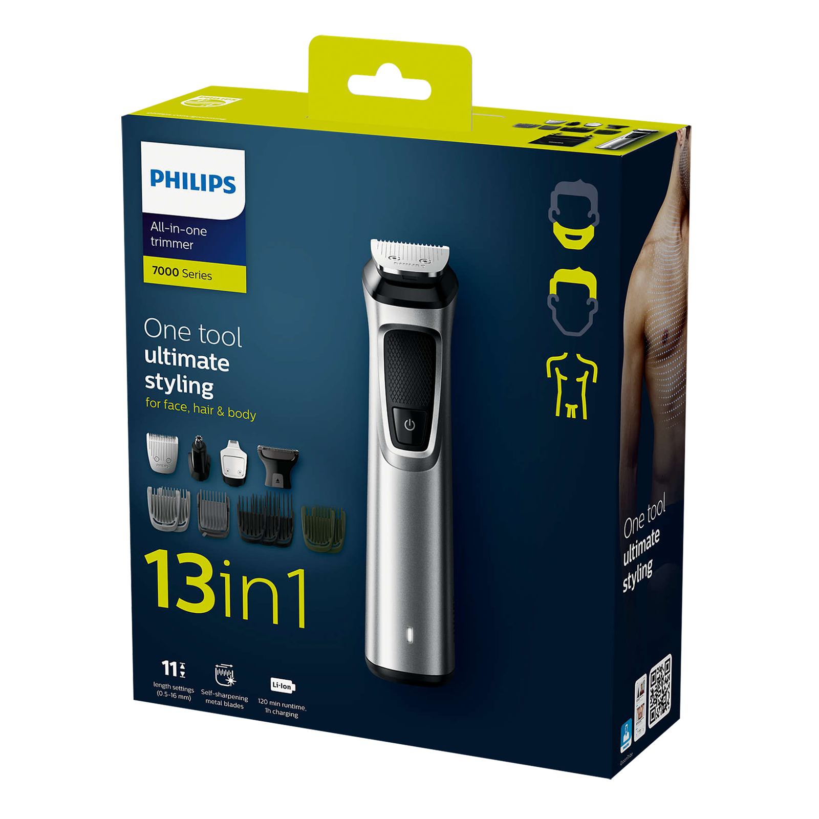 Buy PHILIPS Series 7000 12-in-1 Rechargeable Cordless Grooming Kit for  Face, Hair & Body for Men (90min Runtime, DualCut Technology, Blue) Online  - Croma