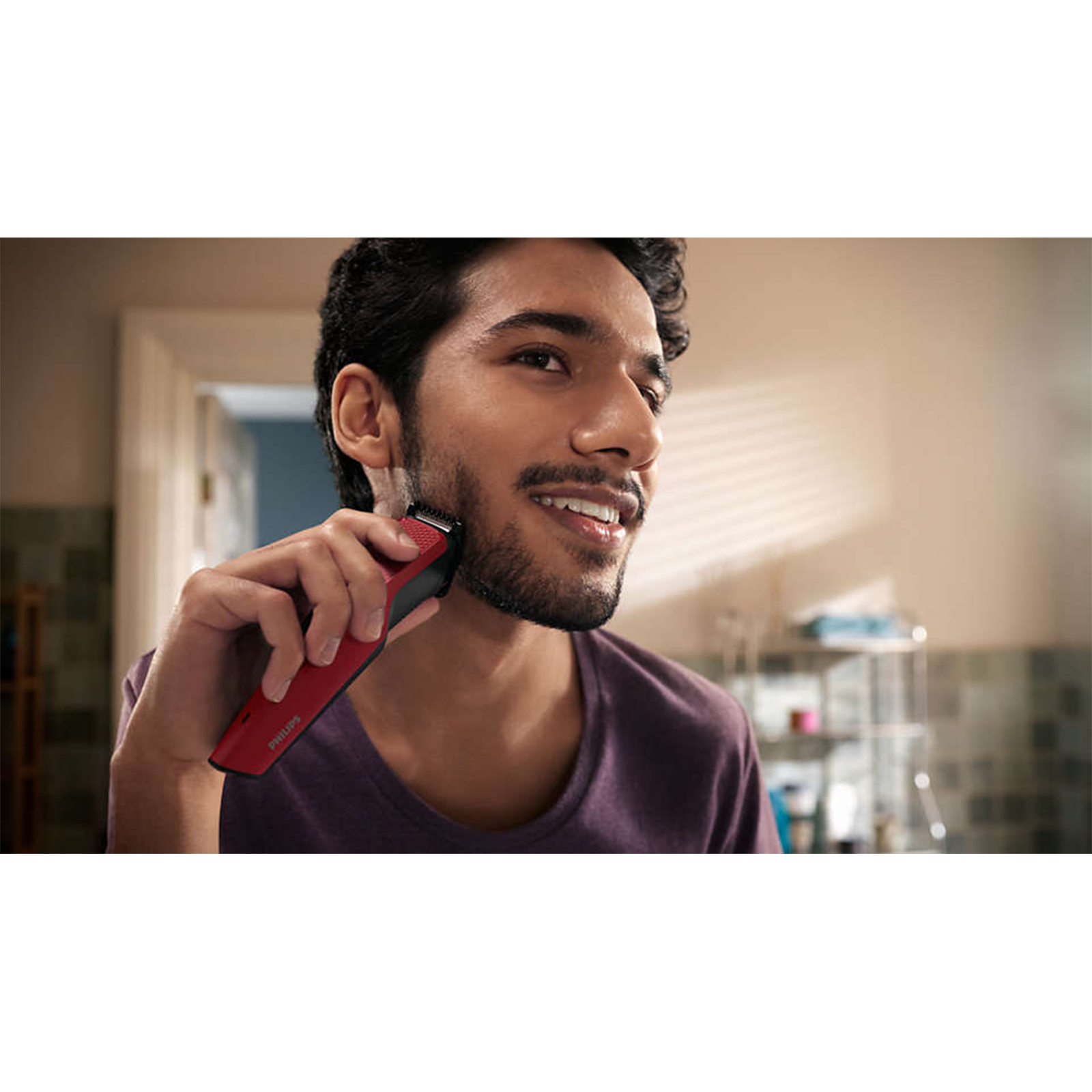 Buy PHILIPS Series 1000 Rechargeable Cordless Dry Trimmer for Beard &  Moustache with 4 Length Settings for Men (60min Runtime, DataPower  Technology, Red) Online - Croma