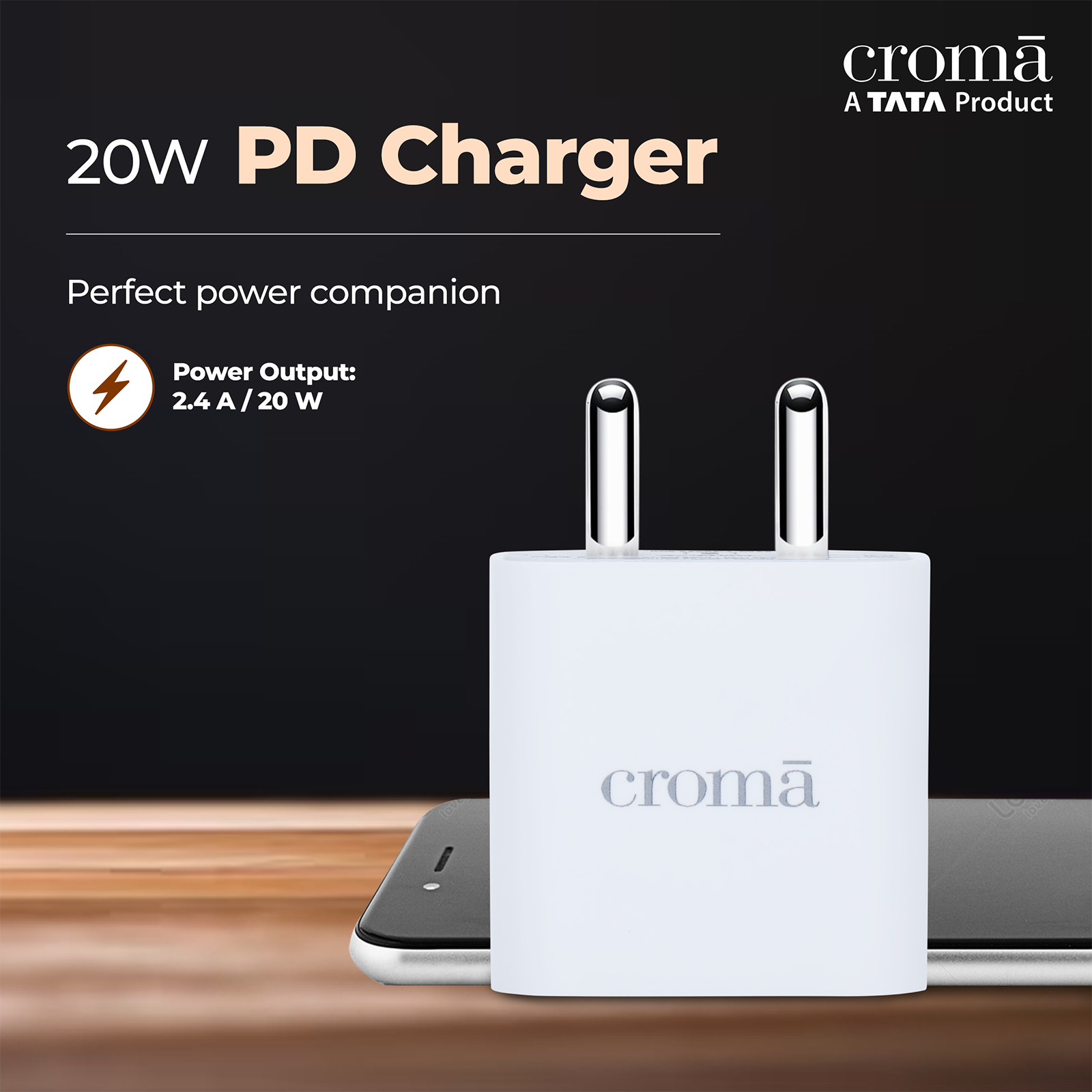 Buy Croma 20W Type C Fast Charger (Type C to Type C Cable, Apple  Compatible, White) Online - Croma
