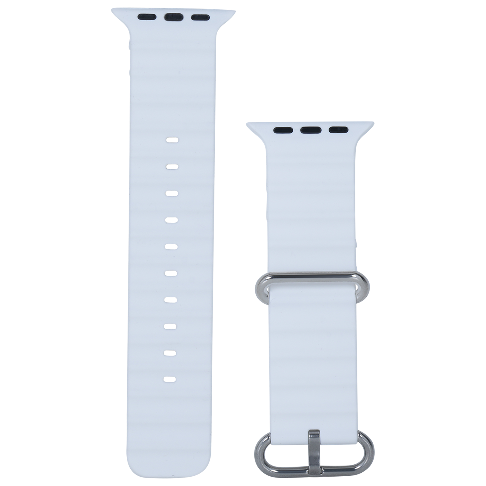 Croma Soft Silicone Ridged Strap for Apple iWatch (38mm / 40mm / 41mm) (Apple Compatible, White)