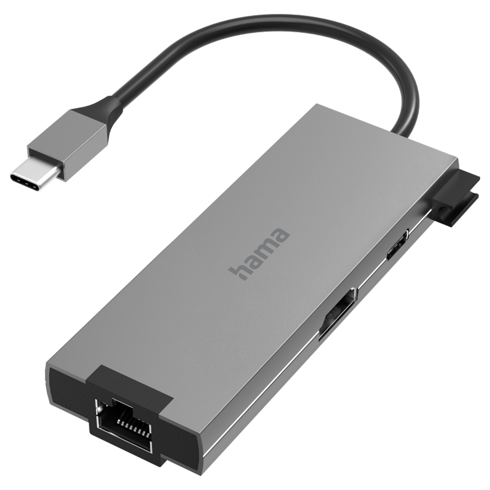 hama 5-in-1 USB Type C to USB Type C, RJ45, HDMI, Micro SD Multiport Hub (1 Gbps Data Transfer Rate, Anthracite)