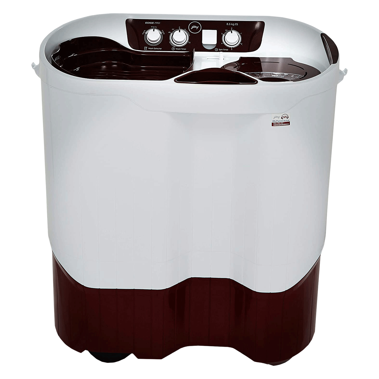 Godrej 8.5 kg 5 Star Semi Automatic Washing Machine with Spin Shower (Edge Pro, WS EDGEPRO 850 ES, Wine Red)
