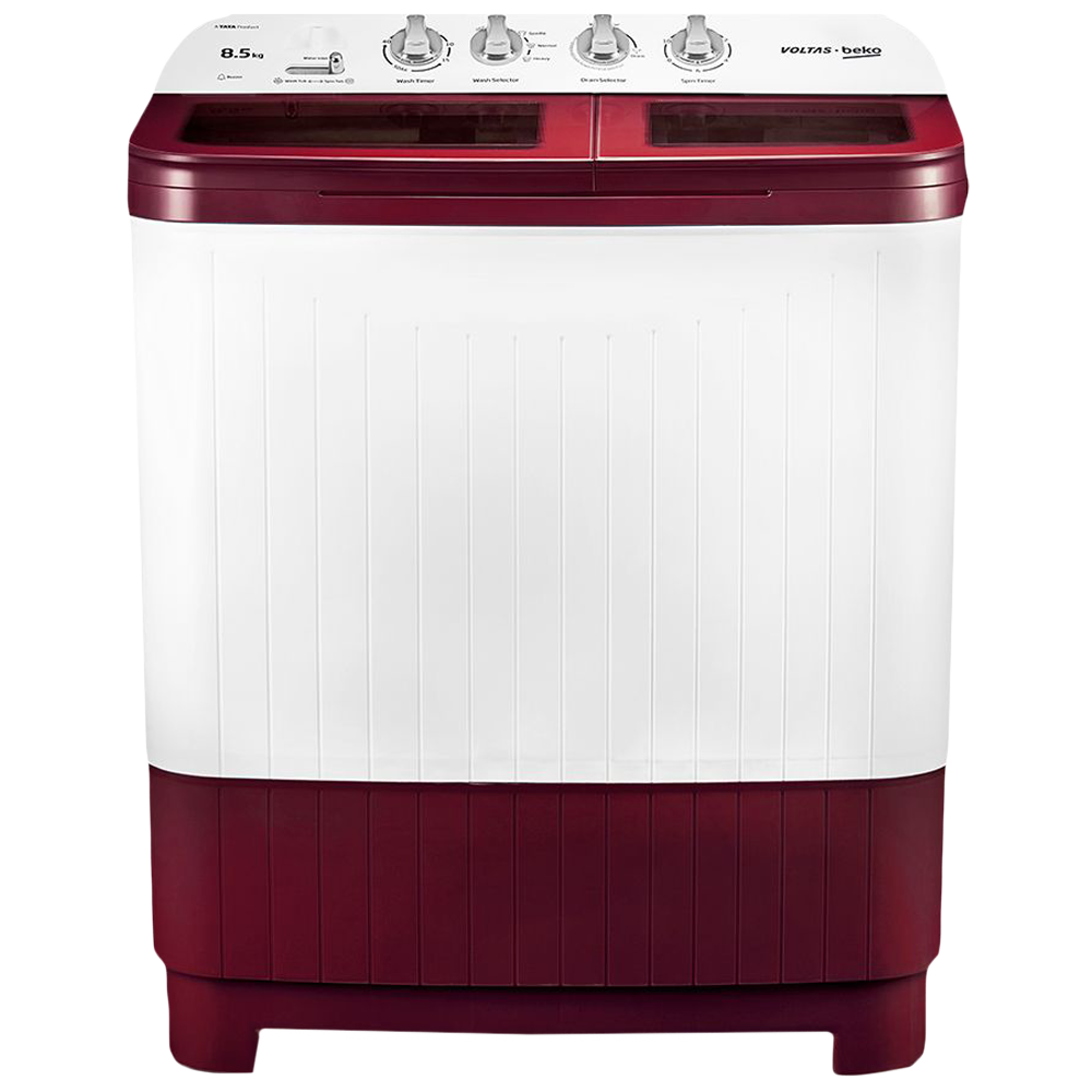 VOLTAS beko 8.5 kg 5 Star Semi Automatic Washing Machine with IPX4 Control Panel (WTT85DBRG, Burgundy)