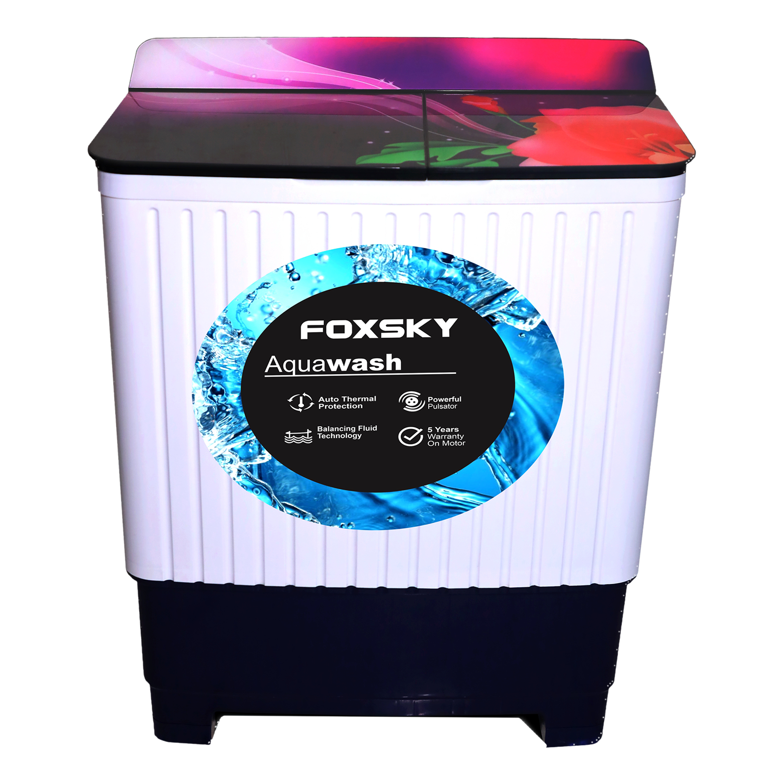 FOXSKY 8 kg Semi-Automatic Top Load Washing Machine with Magic Filter (Aqua Wash, Maroon)