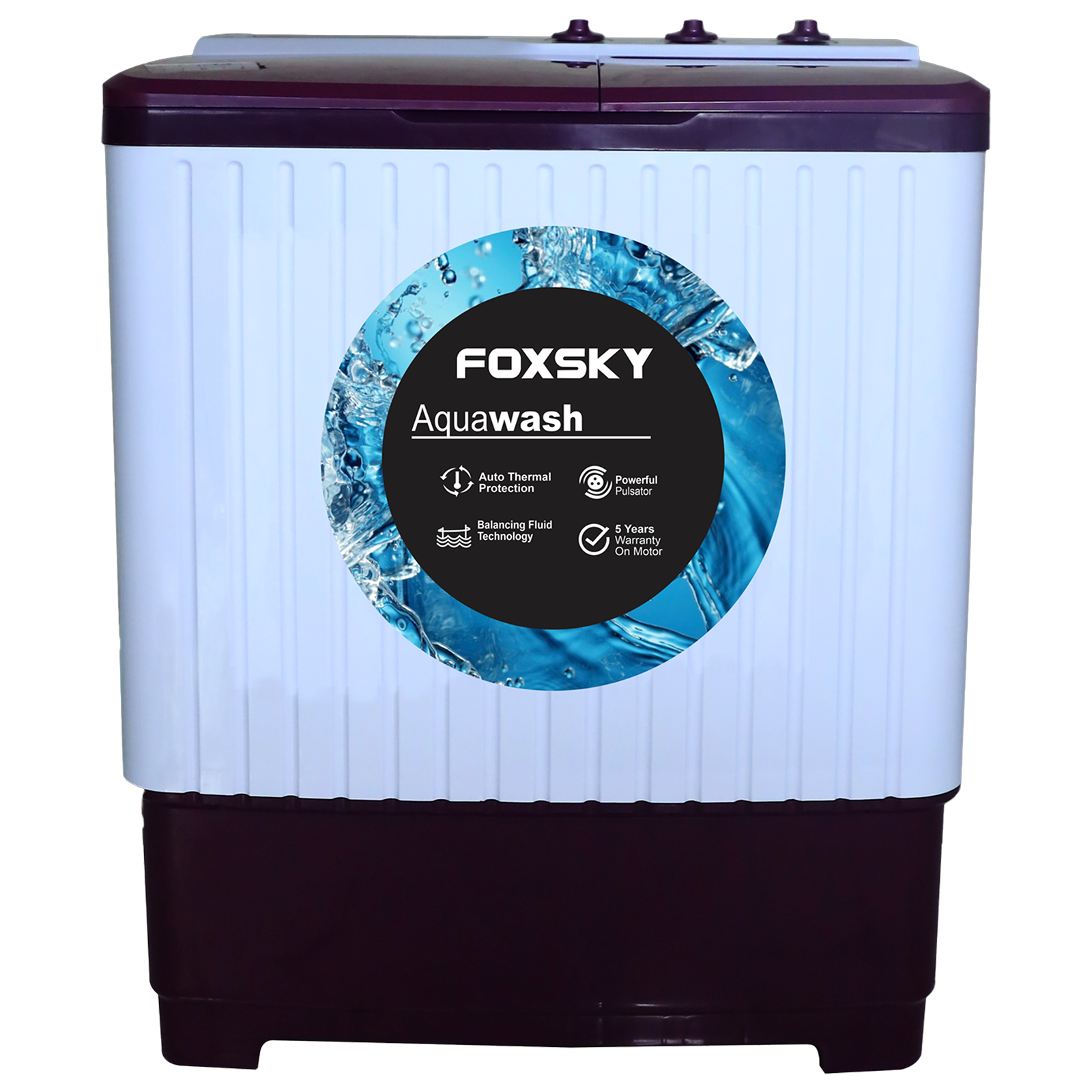FOXSKY 7 kg Semi-Automatic Top Load Washing Machine with Magic Filter (Aqua Wash, Maroon)