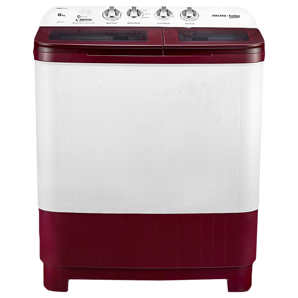 

VOLTAS beko 8 kg 5 Star Semi Automatic Washing Machine with IPX4 Control Panel (WTT80DBRG, Burgundy)
