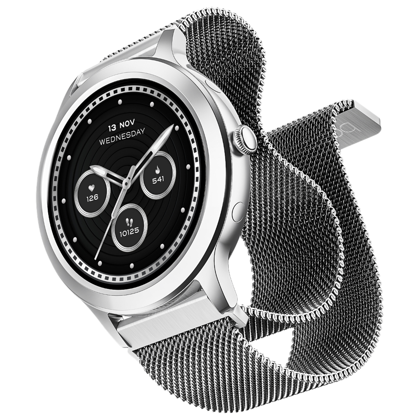 boAt Enigma R32 Smartwatch with Bluetooth Calling (33.5mm TFT AMOLED Display, IP67 Sweat Resistant, Classic Silver Strap)