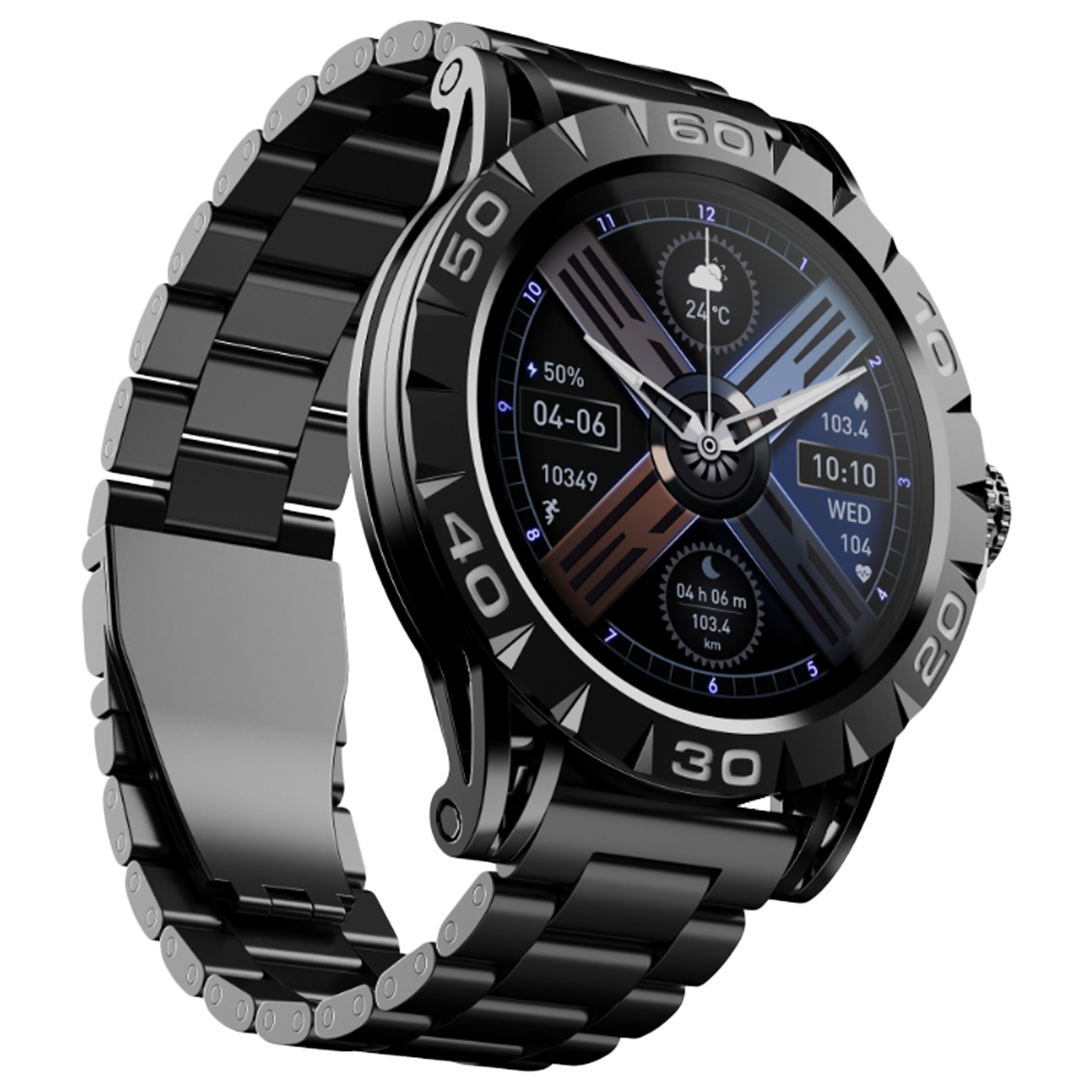 boAt Enigma Z30 Smartwatch with Bluetooth Calling (36.3mm AMOLED Display, IP67 Sweat Resistant, Classic Black Strap)