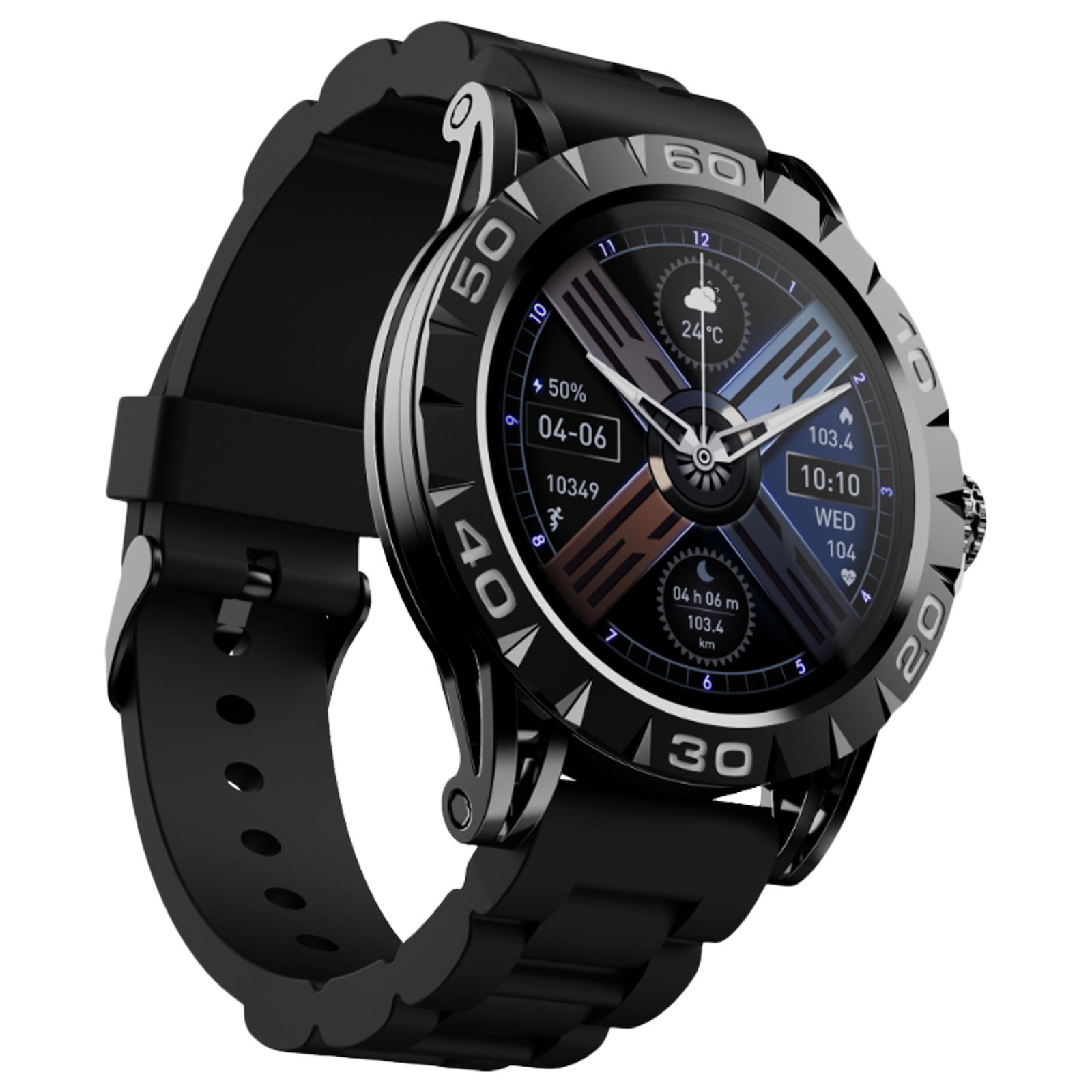 boAt Enigma Z30 Smartwatch with Bluetooth Calling (36.3mm AMOLED Display, IP67 Sweat Resistant, Zet Black Strap)