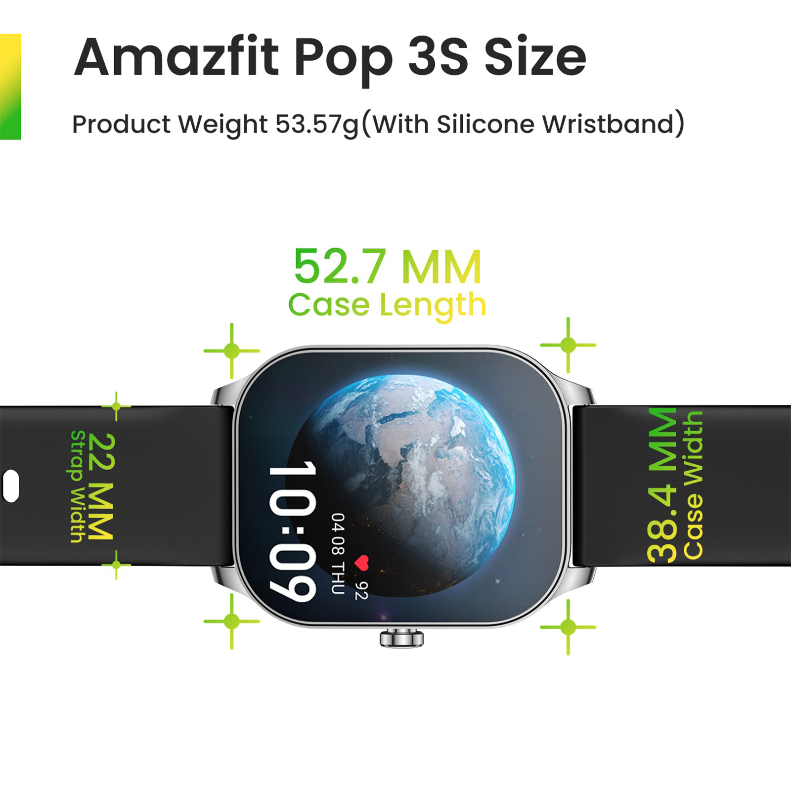 amazfit Pop 3S Smartwatch with Bluetooth Calling (49.7mm AMOLED Display,  IP68 Water Resistant, Black Strap)