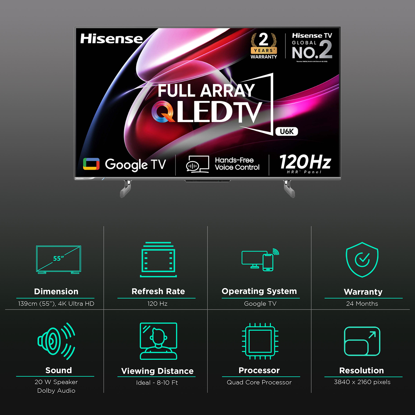 CES 23 > Hisense U6K 4K Ultra HD QLED TV, 50'', 55'', 65'', 75'' and 85''  Mini LED, 600…