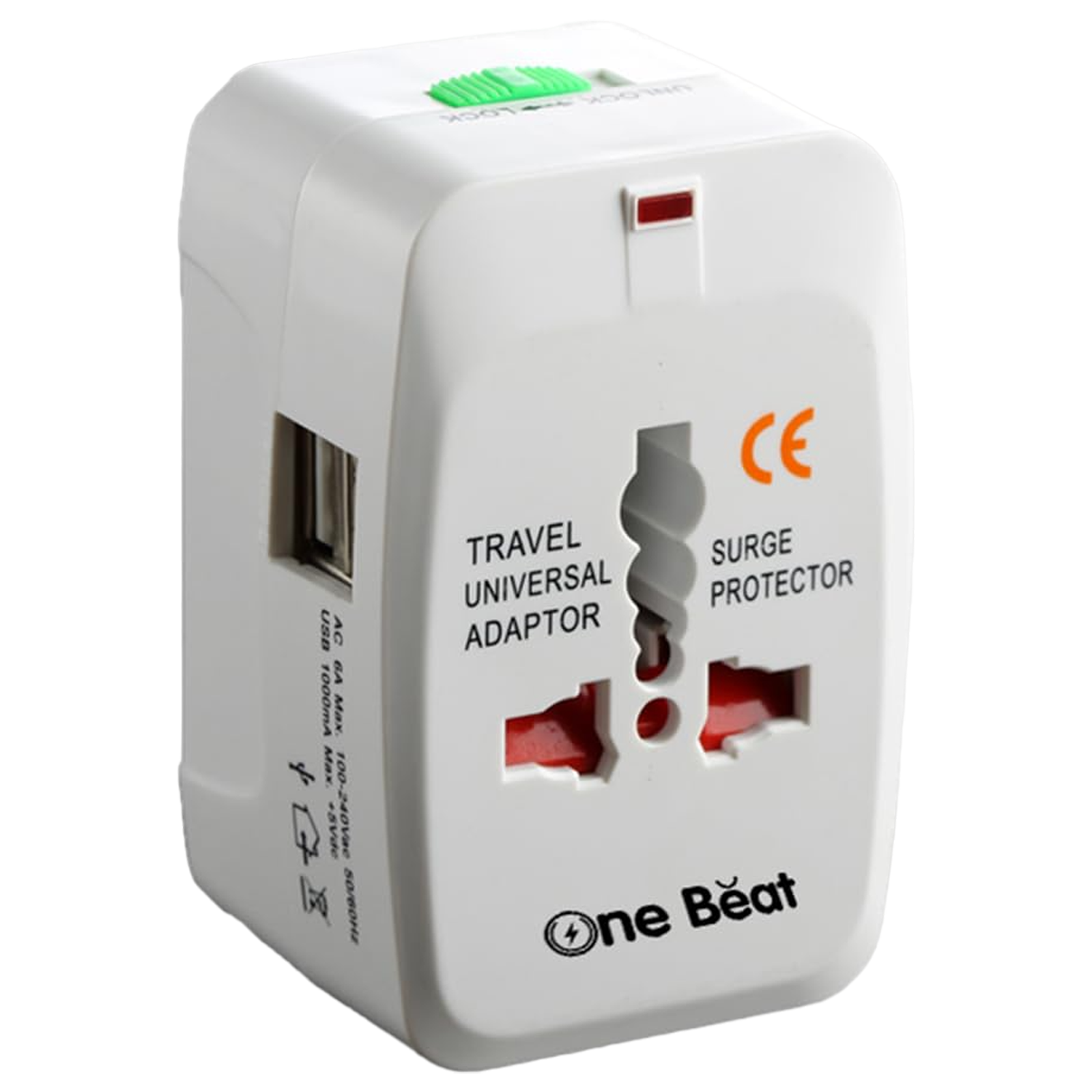 

One Beat Travel Adapter (Built In Safety Shutters, OB-201001-U, White)