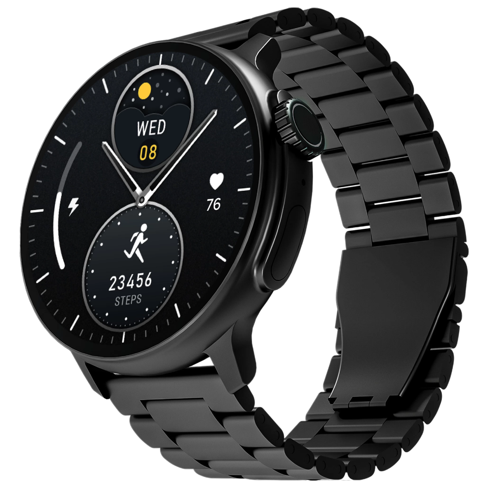 

boAt Lunar Tigon Smartwatch with Bluetooth Calling (36.8mm AMOLED Display, IP67 Sweat Resistant, Steel Black Strap)