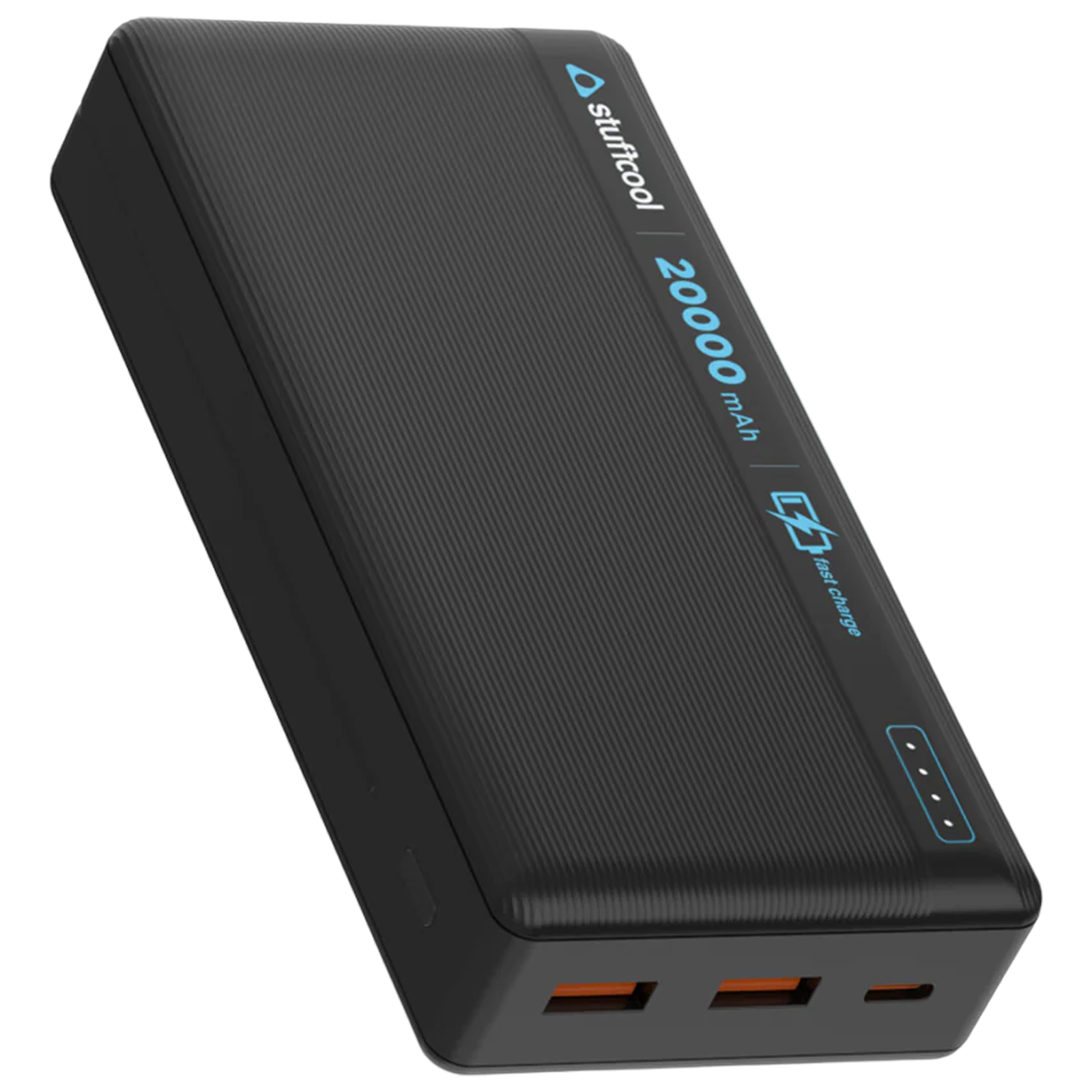 stuffcool Major Plus 20000 mAh 22.5W Fast Charging Power Bank (2 Type A, 1 Micro USB and 1 Type C Port, Short Circuit Protection, Black)