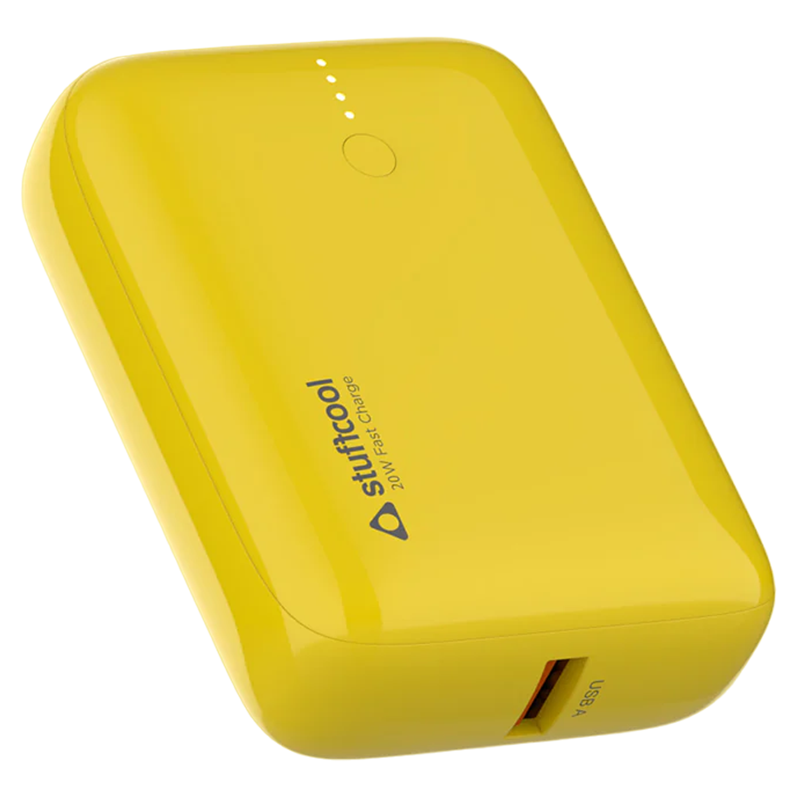 stuffcool Palm Smallest 10000 mAh 22.5W Fast Charging Power Bank (1 Type A and 1 Type C Ports, LED Indicator, Yellow)