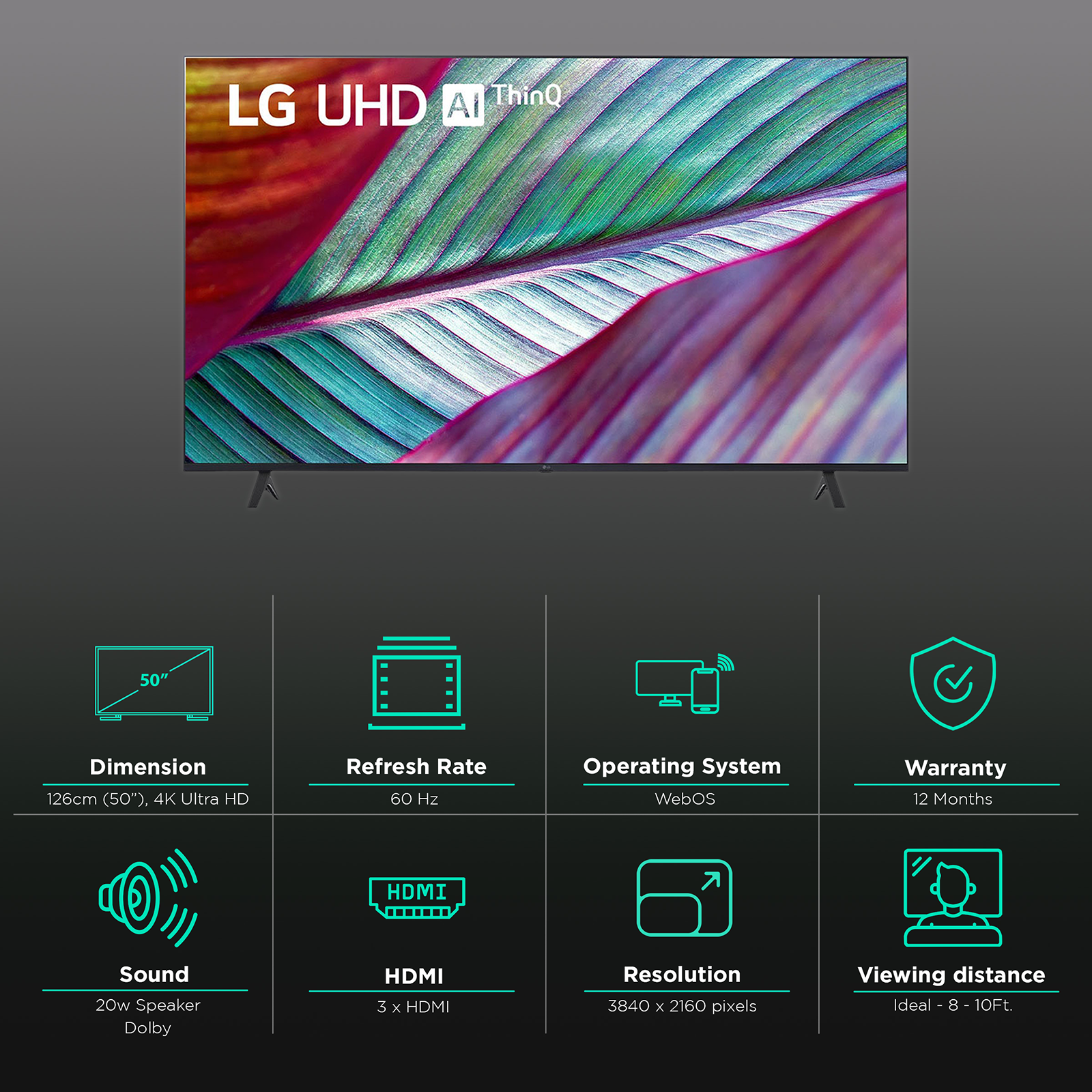 LG Pantalla LG UHD AI ThinQ 50'' UP75 4K Smart TV